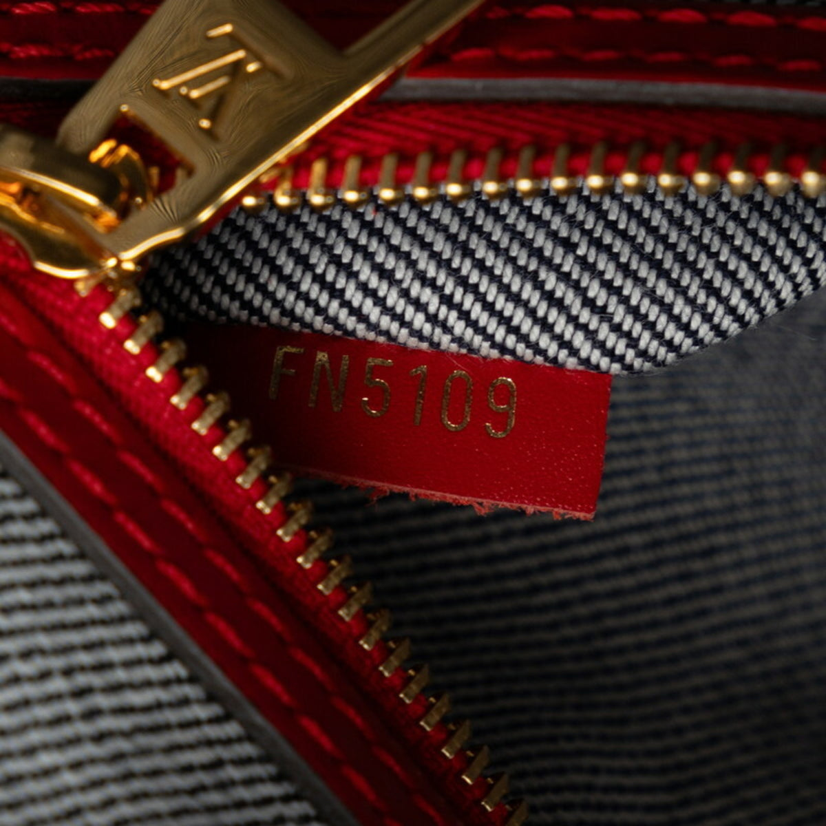 Louis Vuitton Blue Red Color Denim Leather Shoulder Bag Tote Bag (Pre-Owned)