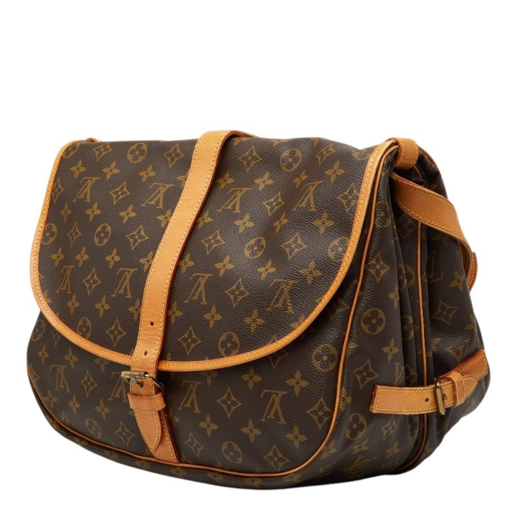 Louis Vuitton Brown Pvc Leather Messenger Bag Shoulder Bag (Pre-Owned)