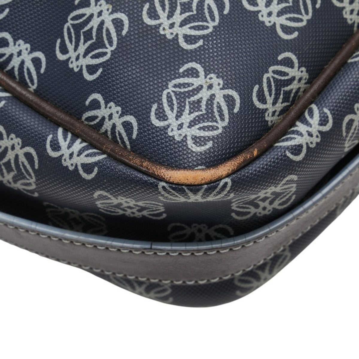 Loewe Gray Navy Pvc Leather Messenger Bag Shoulder Bag (Pre-Owned)