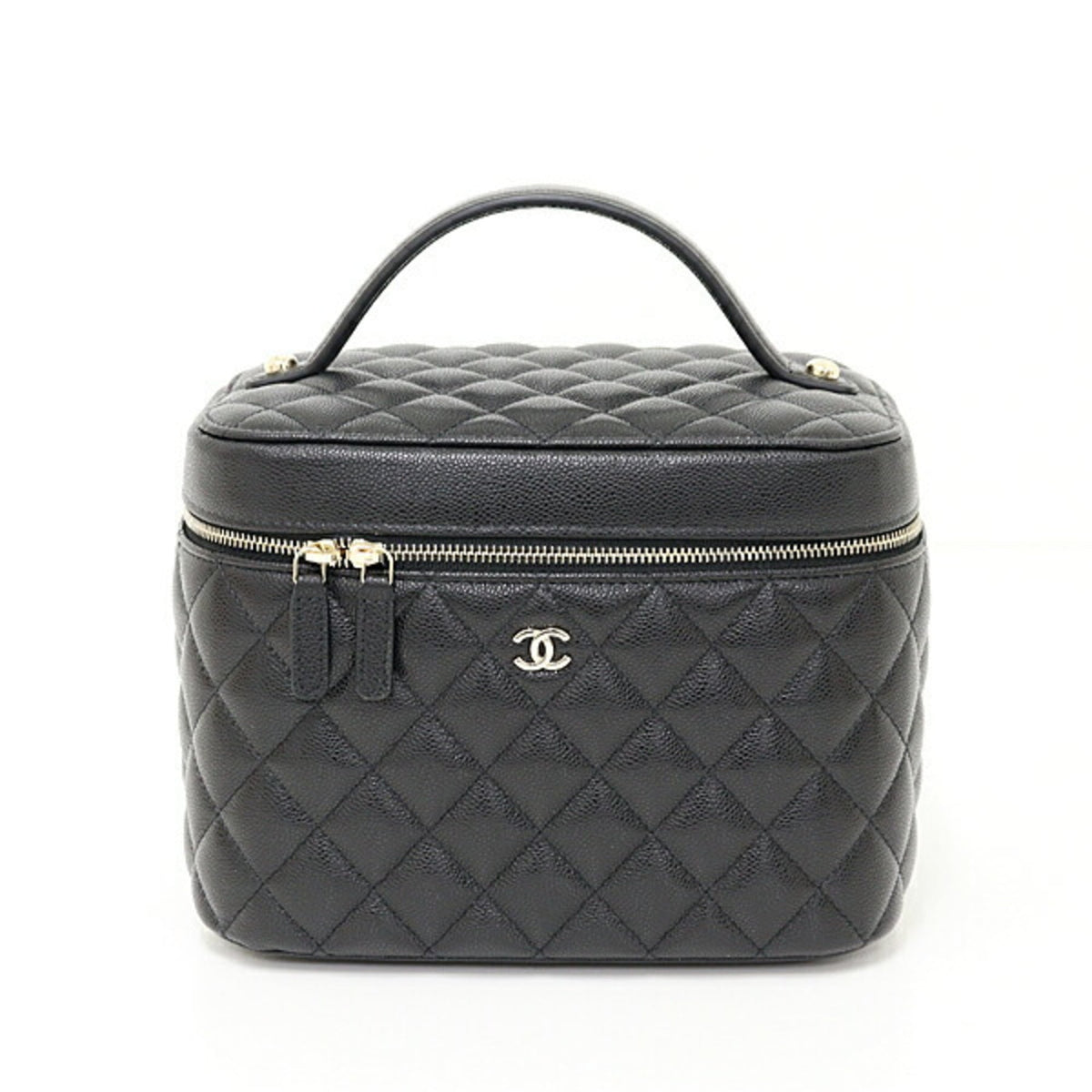Chanel Black Grained Calfskin Handbag Vanity Bag (Pre-Owned)