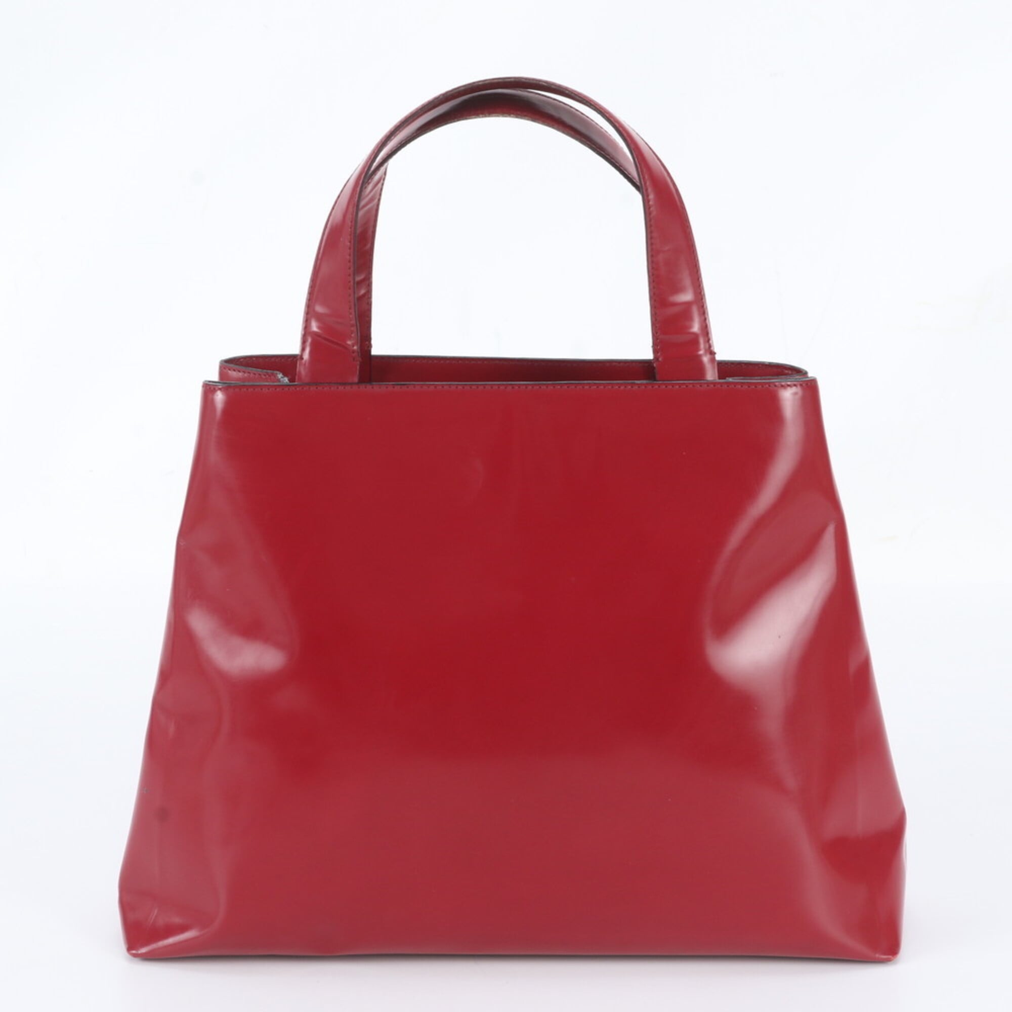 Prada Red Color Wine Leather Handbag Shoulder Bag Tote Bag (Pre-Owned)