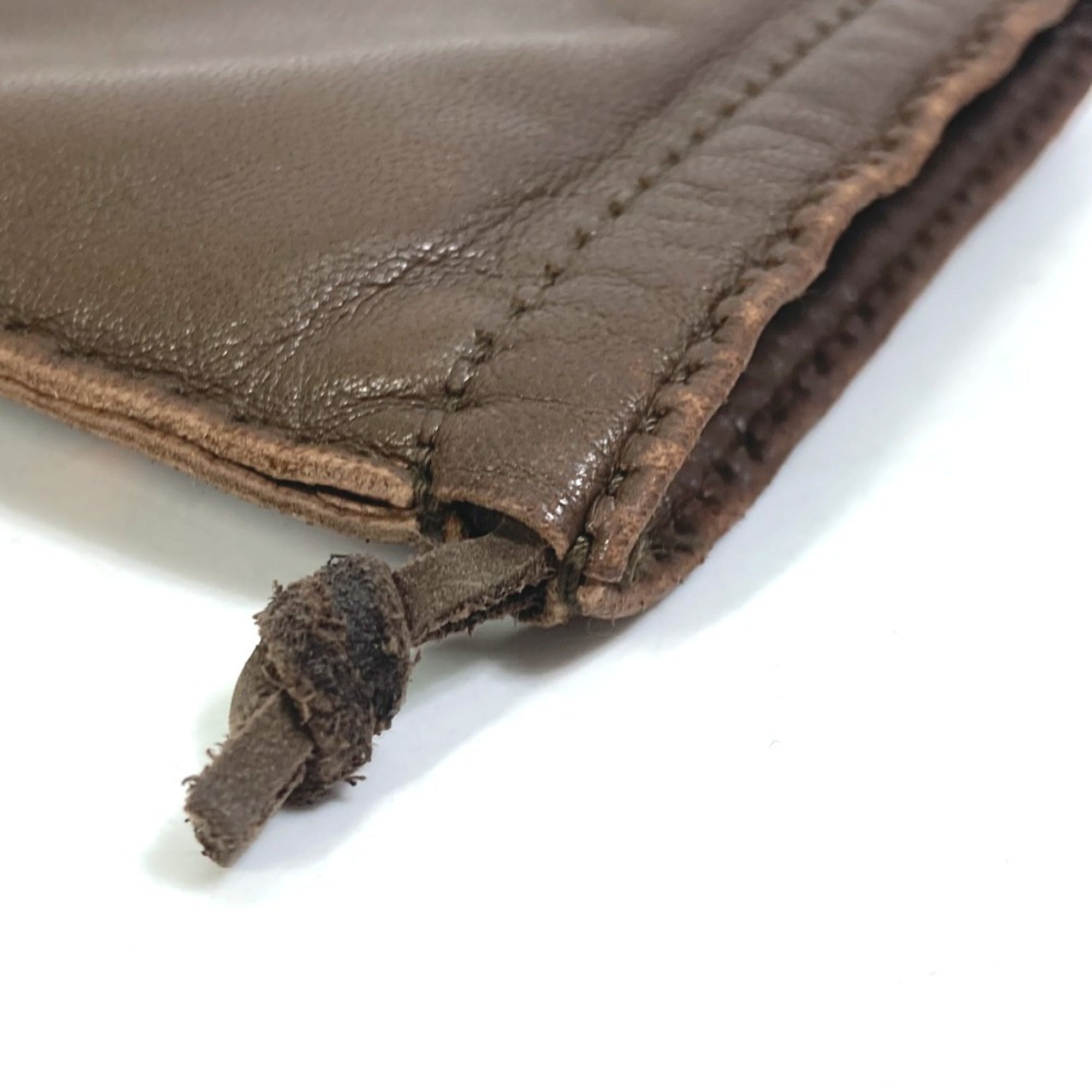 Hermes Brown Orange Agneau Milo Pouch (Pre-Owned)