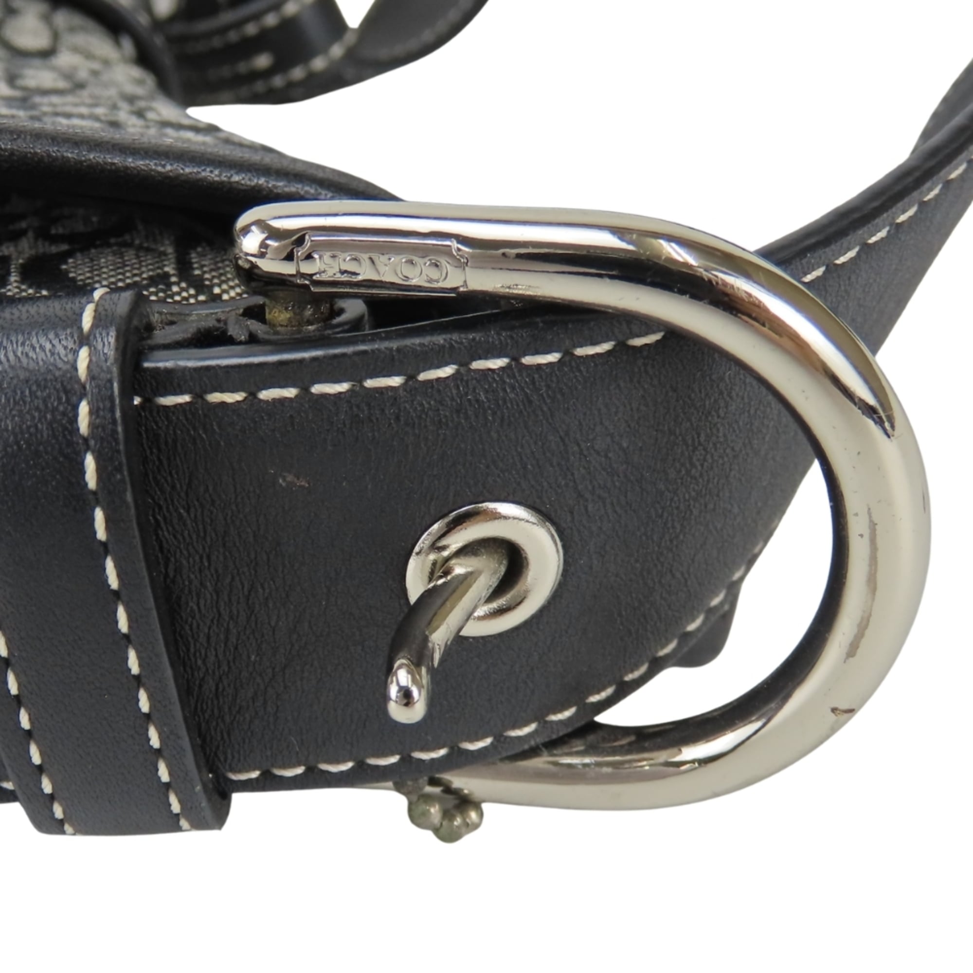 Coach Black Gray Canvas Leather Shoulder Bag (Pre-Owned)