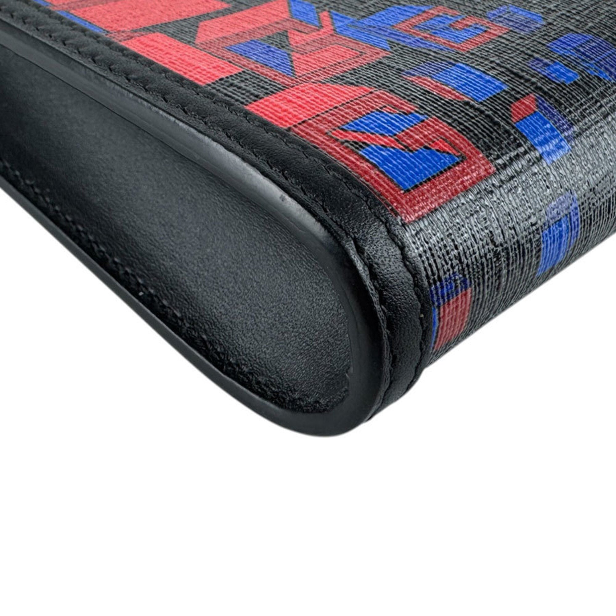 Gucci Black Blue Red Color Pvc Leather Shoulder Bag (Pre-Owned)