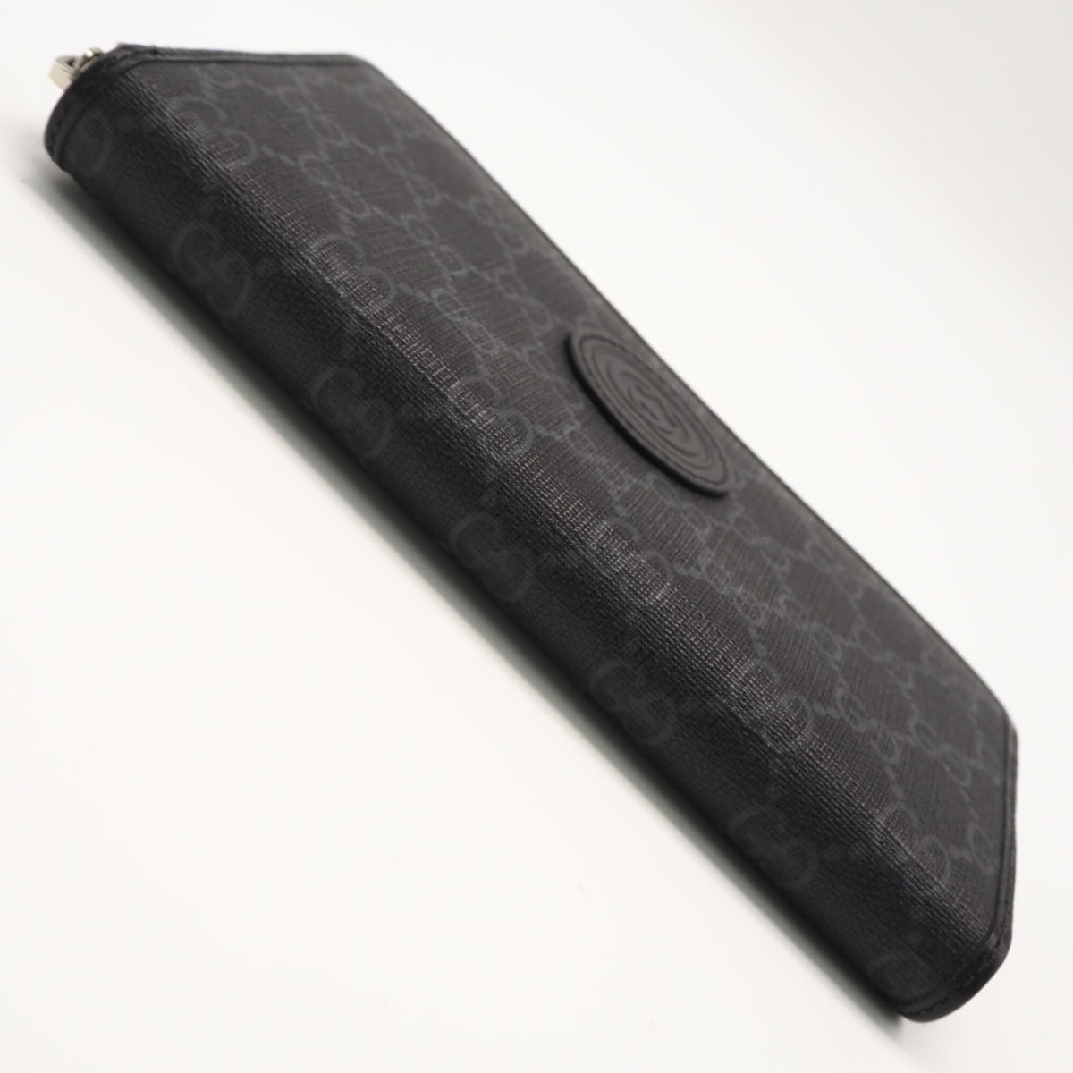 Gucci Gg Supreme Black Gray Coated Canvas Leather Long Wallet (Bi-Fold) (Pre-Owned)