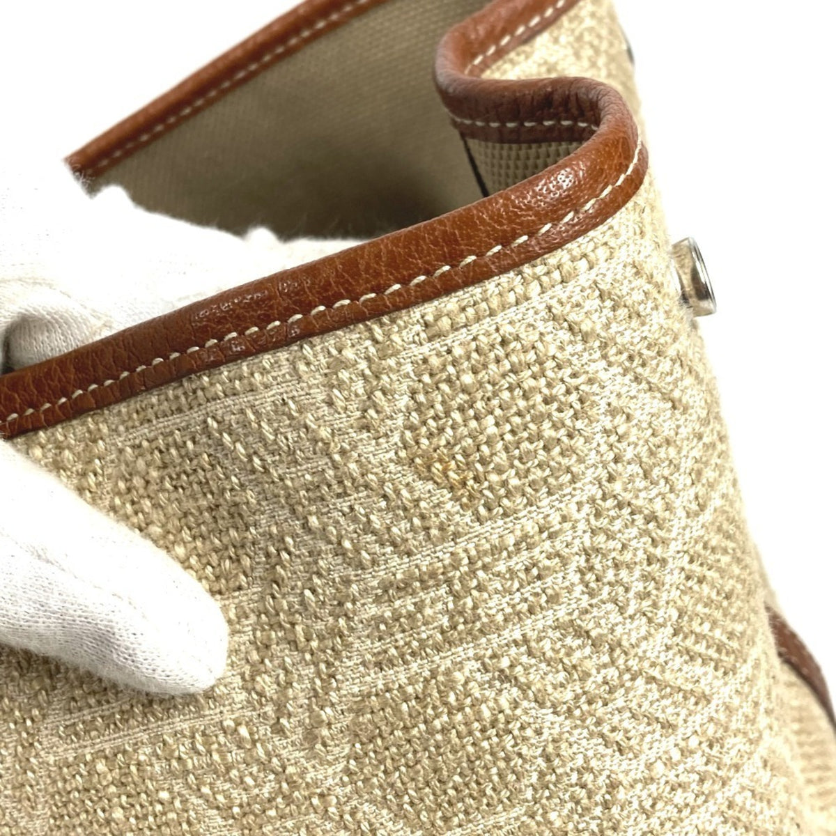 Hermes Beige Toile So H Boston Bag Shoulder Bag Tote Bag (Pre-Owned)