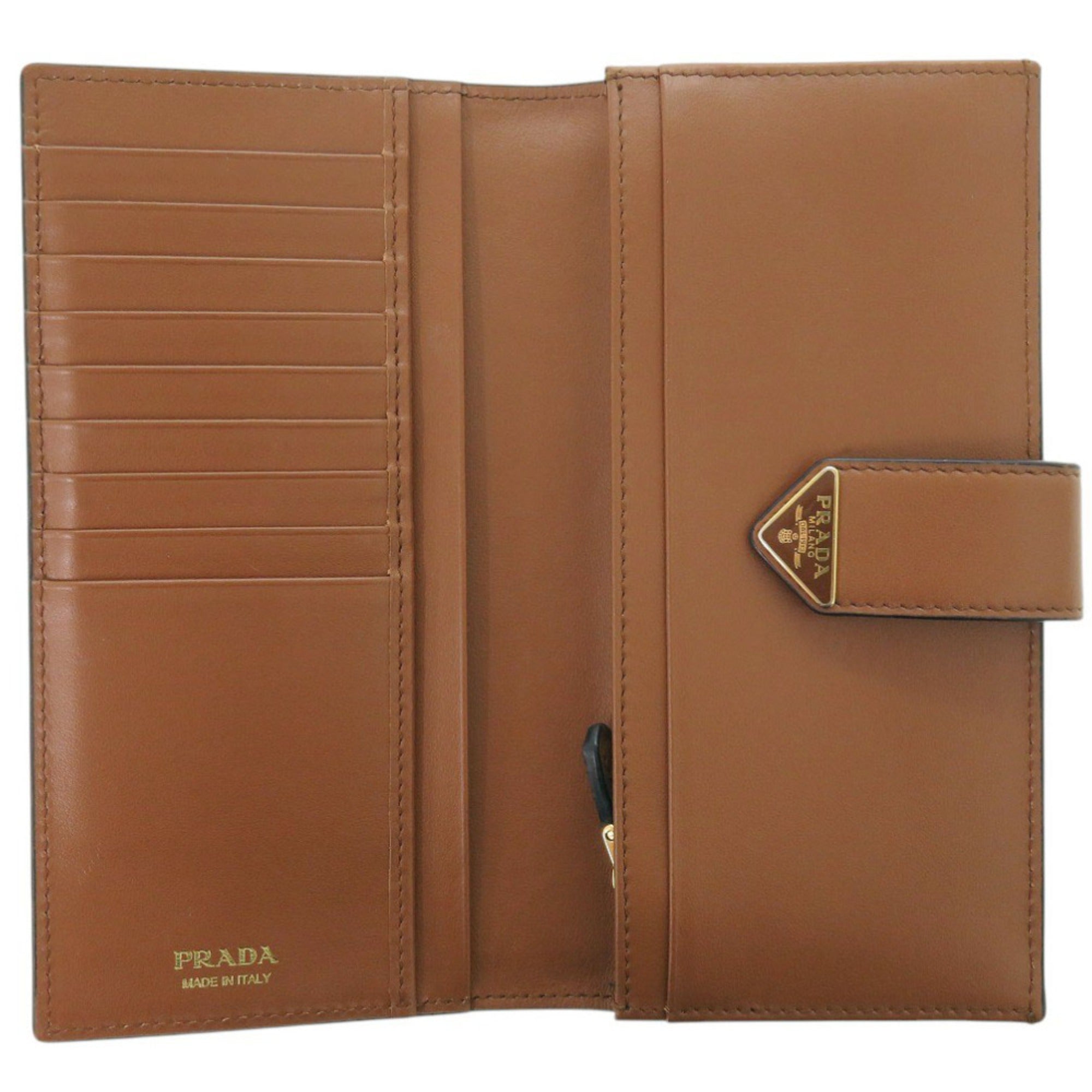 Prada Brown Leather Long Wallet (Bi-Fold) (Pre-Owned)