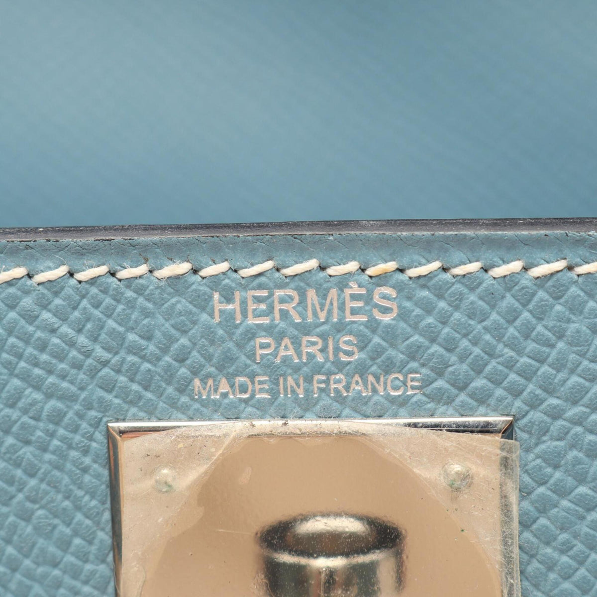 Hermes Blue Blue Jean Leather Epsom Leather Handbag (Pre-Owned)