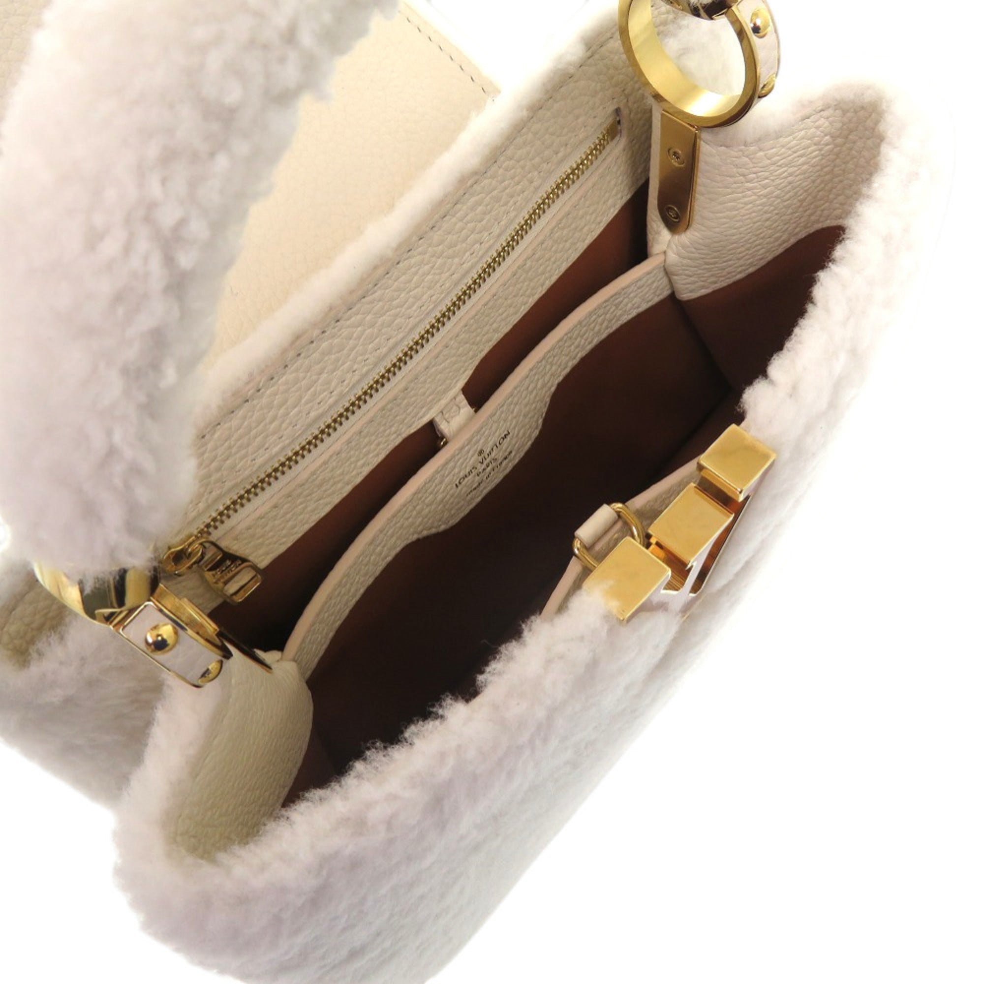 Louis Vuitton Brown White Fur Leather Handbag (Pre-Owned)