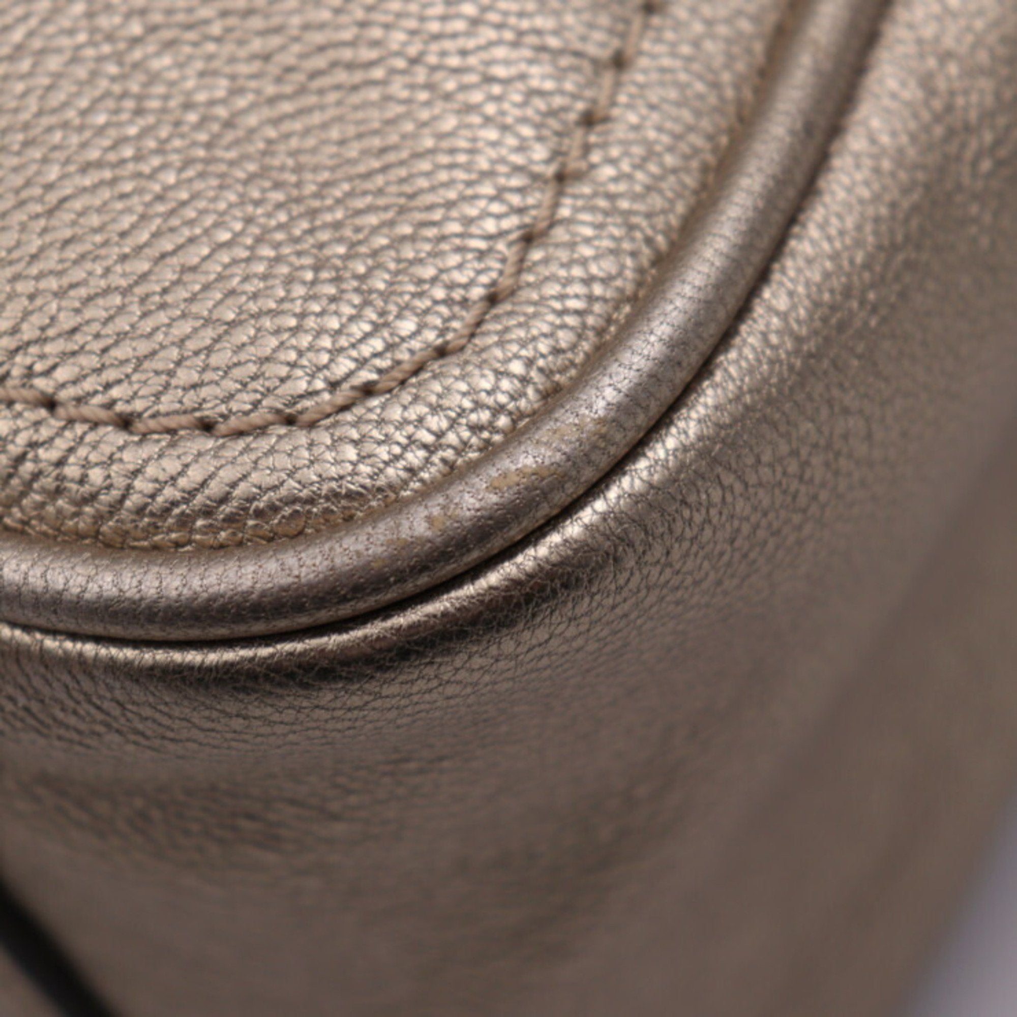 Loewe Gold Gray Leather Boston Bag Handbag Tote Bag (Pre-Owned)