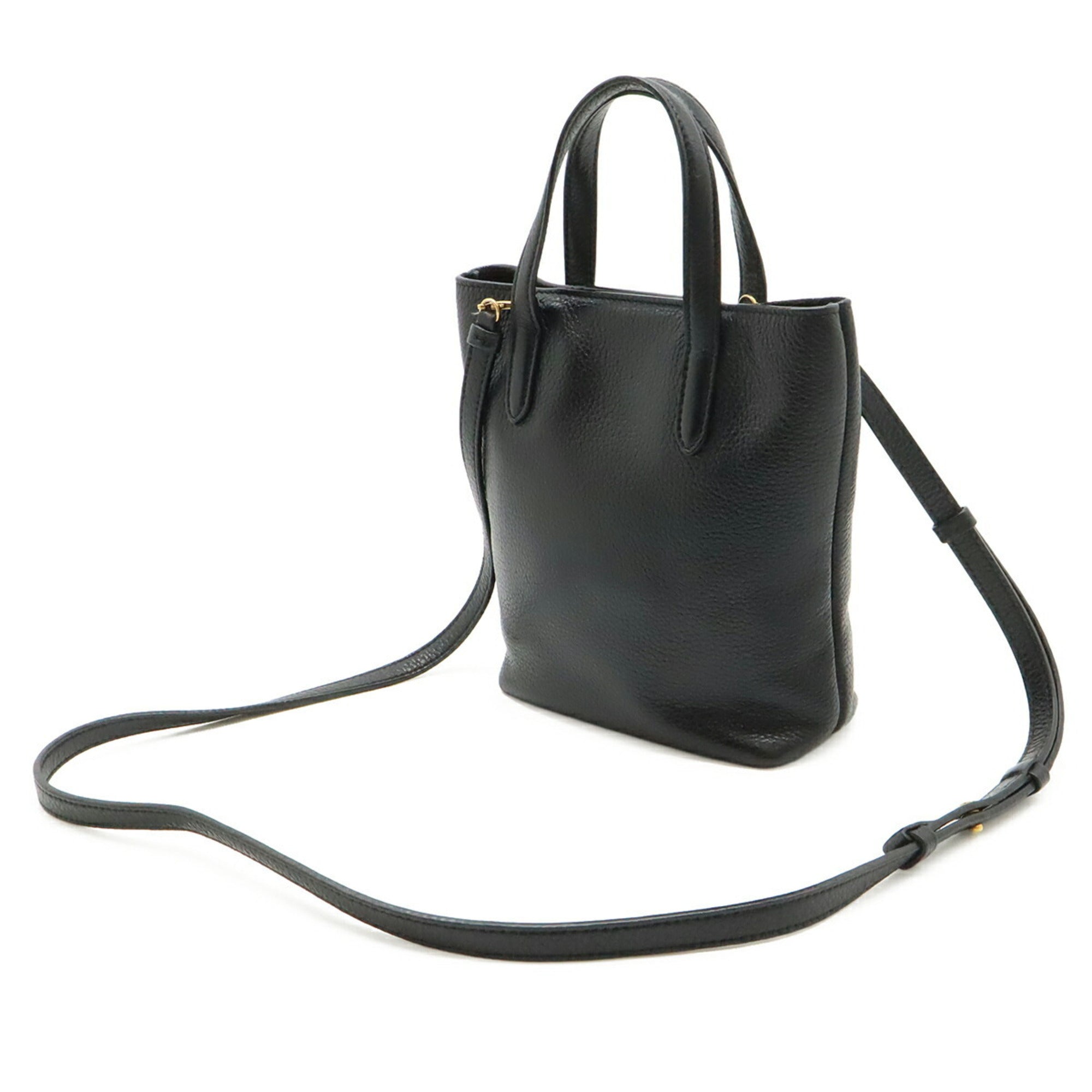 Salvatore Ferragamo Black Leather Handbag Shoulder Bag (Pre-Owned)