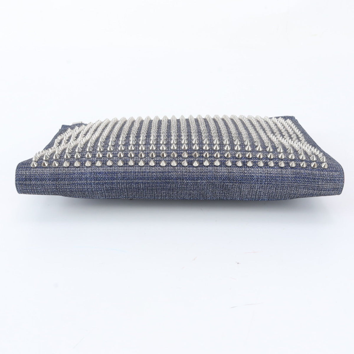 Christian Louboutin Navy Leather Canvas Clutch Bag Pouch (Pre-Owned)