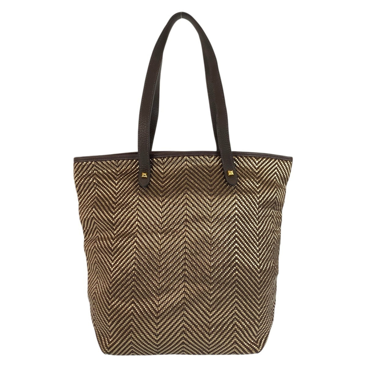 Hermes Brown Polyester Leather Shoulder Bag Tote Bag (Pre-Owned)