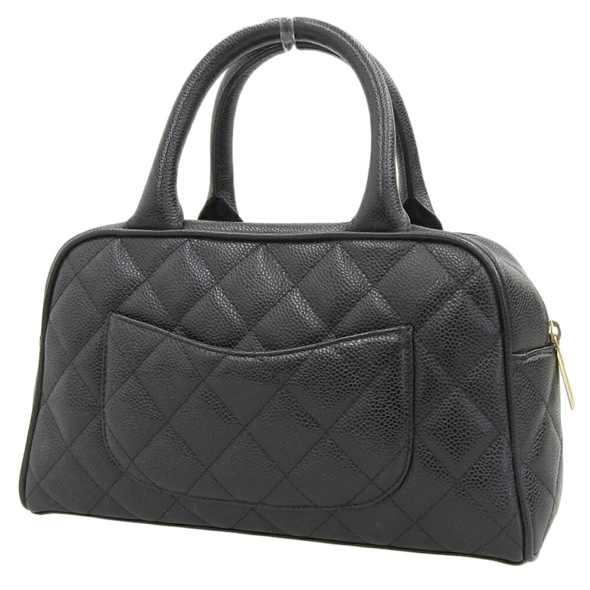 Chanel Black Caviar Leather Boston Bag Handbag (Pre-Owned)