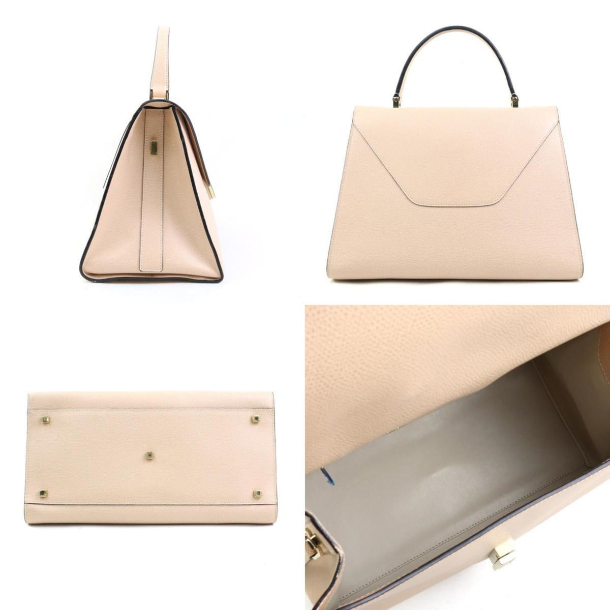 Valextra Pink Beige Leather Handbag Shoulder Bag (Pre-Owned)