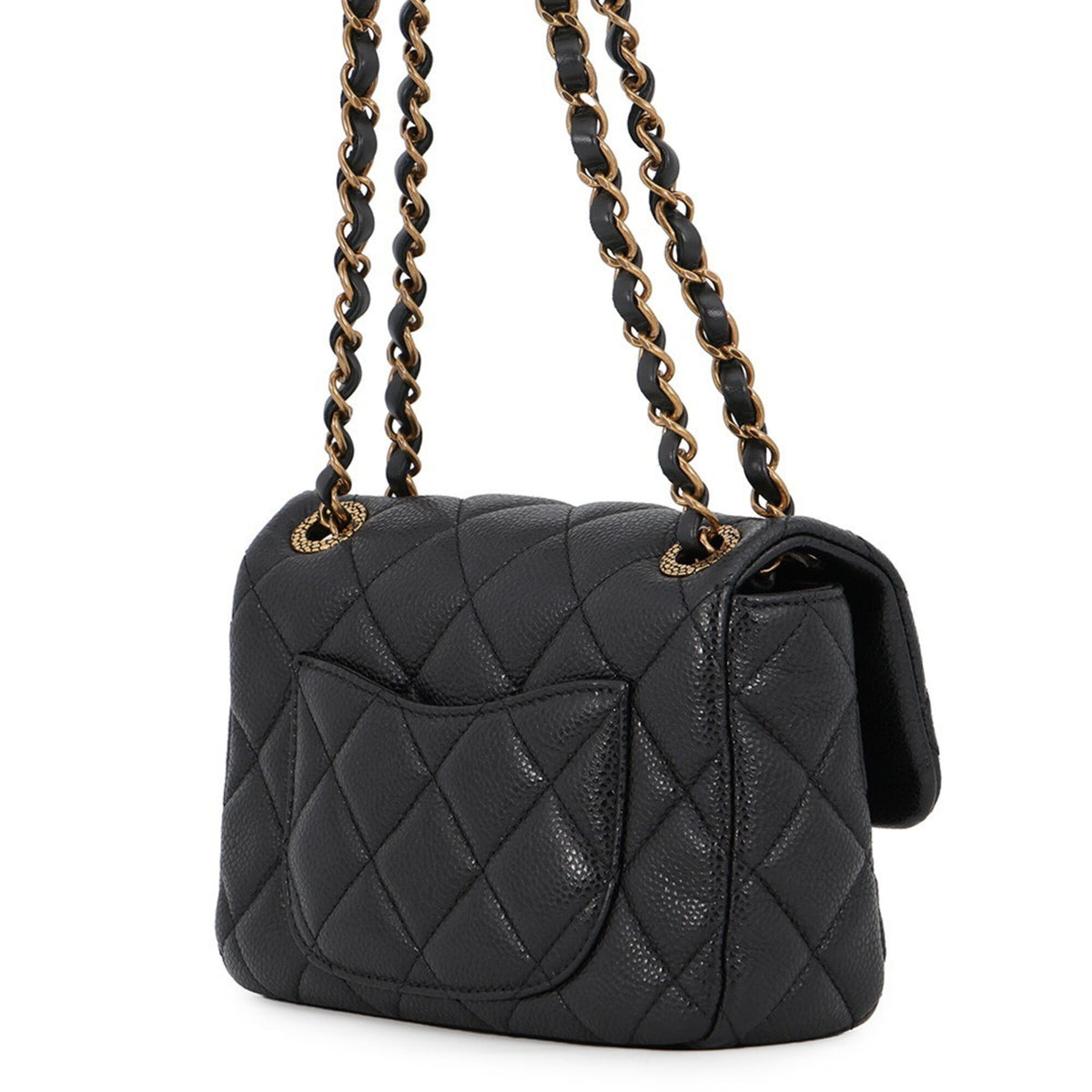 Chanel Matelasse Black Grained Calfskin Handbag Shoulder Bag (Pre-Owned)