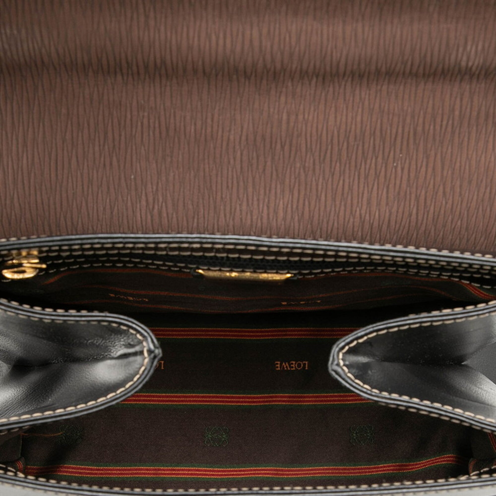 Loewe Black Brown Leather Handbag Shoulder Bag (Pre-Owned)