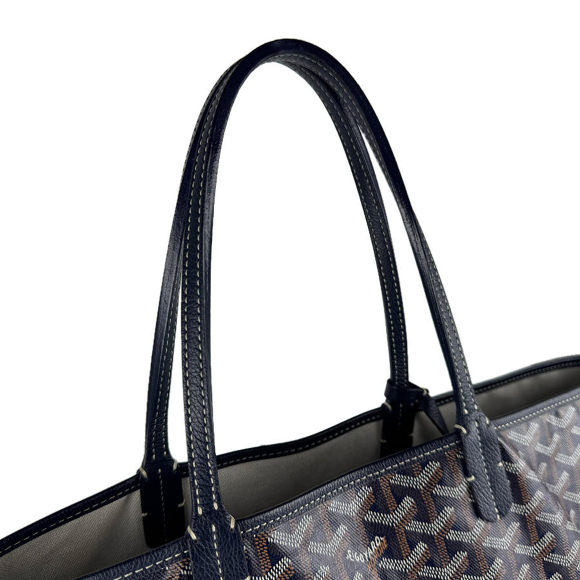 Goyard Brown Navy White Pvc Leather Tote Bag (Pre-Owned)