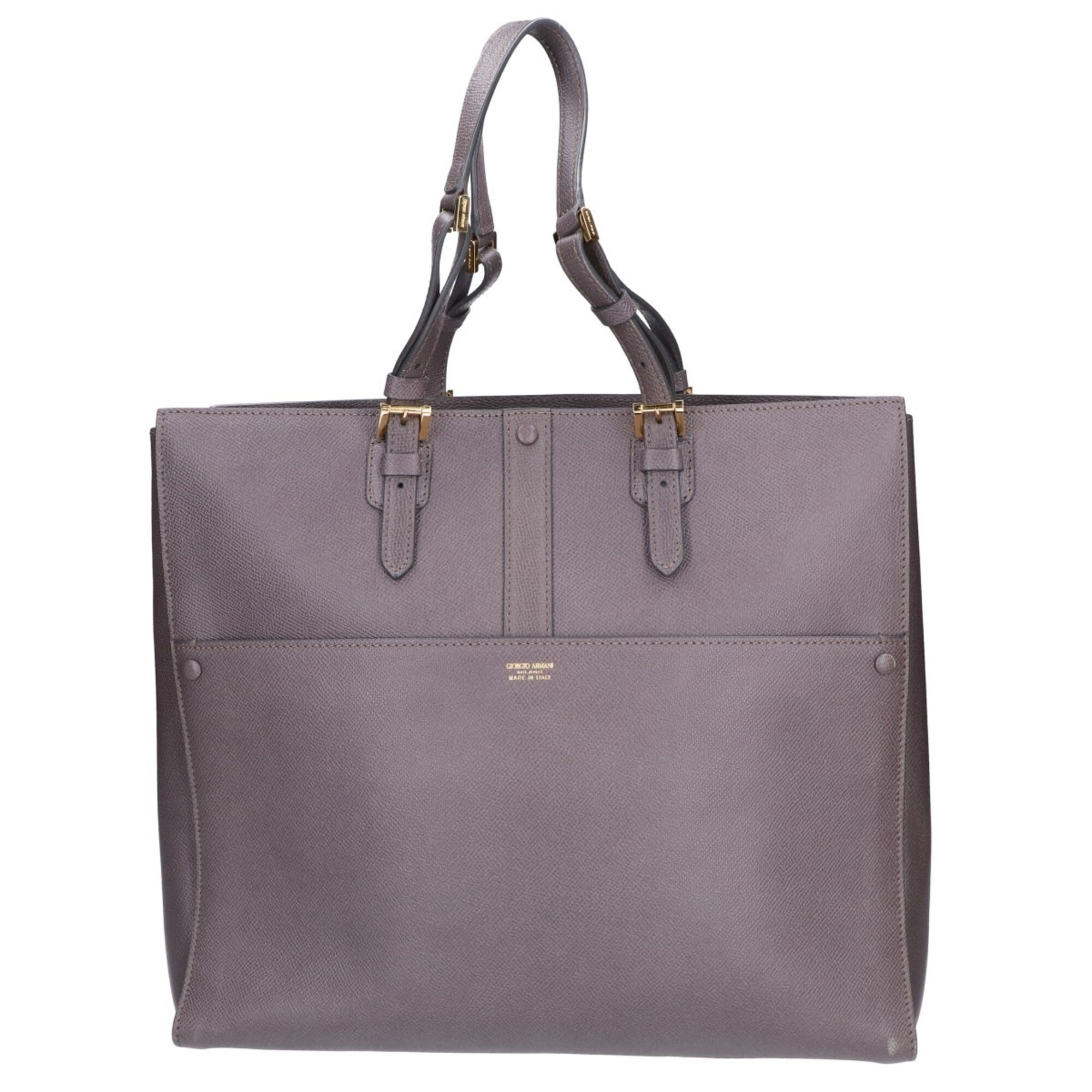 Giorgio Armani Gray Leather Tote Bag (Pre-Owned)