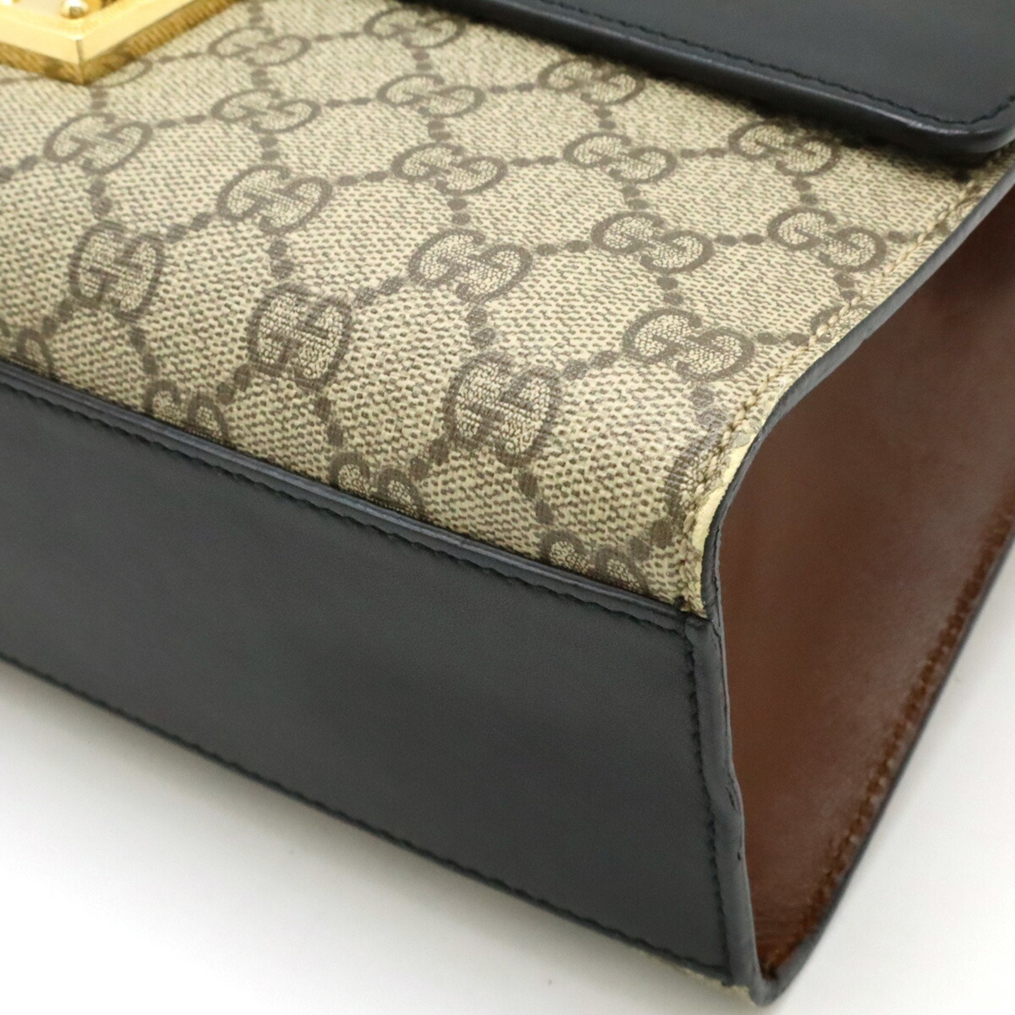 Gucci Beige Black Brown Pvc Leather Shoulder Bag (Pre-Owned)
