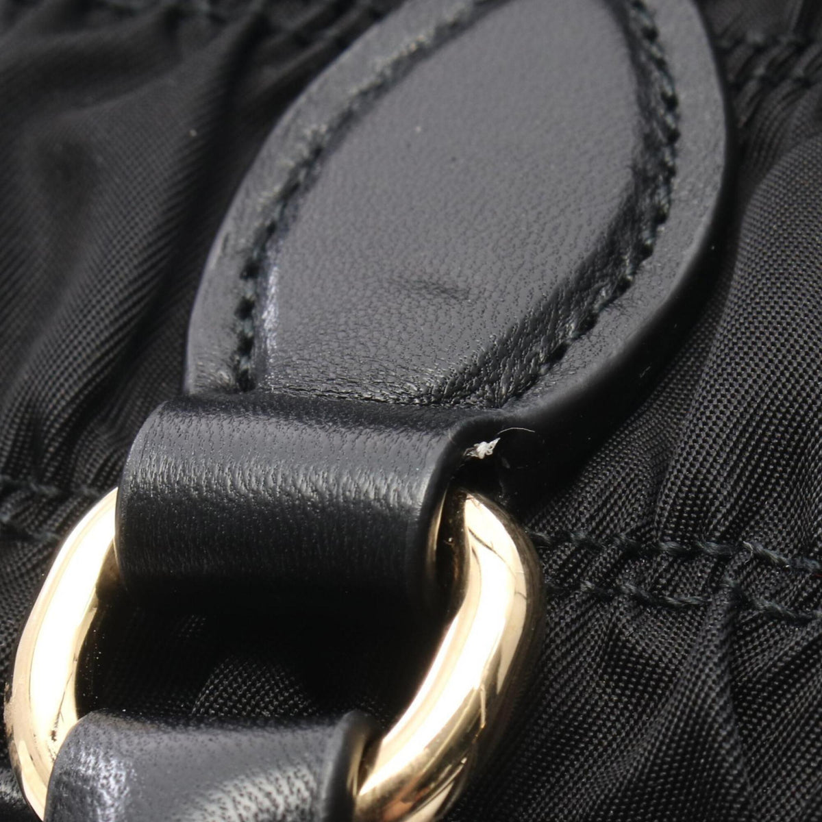 Prada Black Nylon Leather Handbag Tote Bag (Pre-Owned)