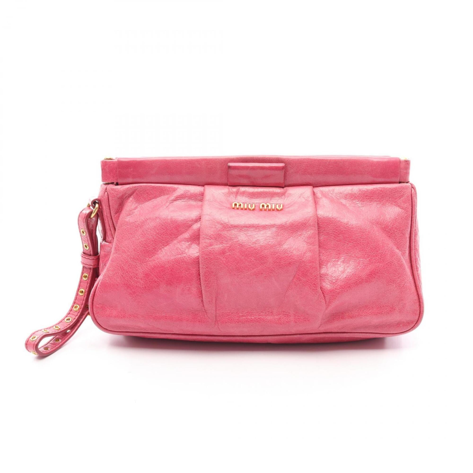 Miu Miu Pink Leather Clutch Bag Handbag (Pre-Owned)