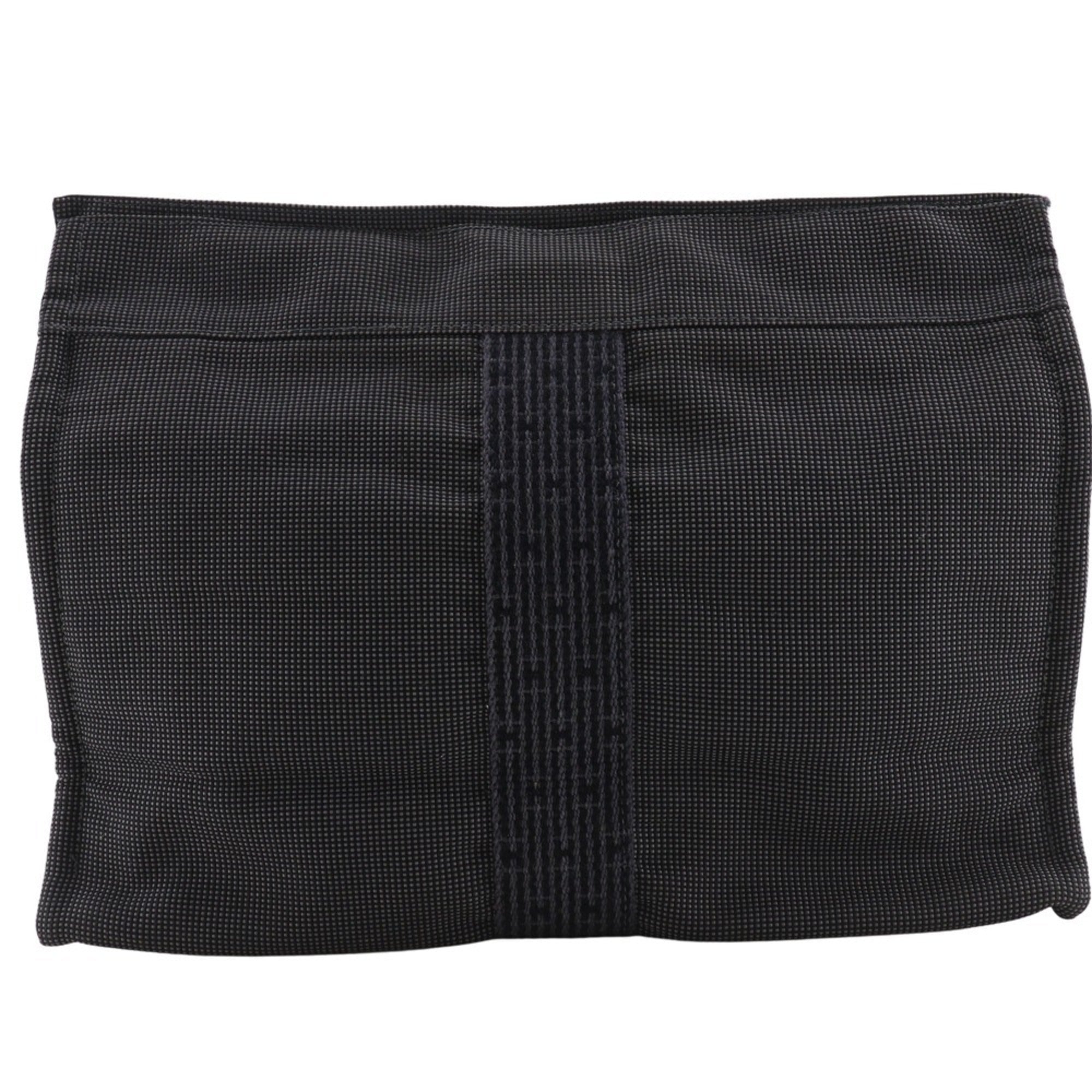 Hermes Her Line Gray Nylon Canvas Clutch Bag Pouch (Pre-Owned)