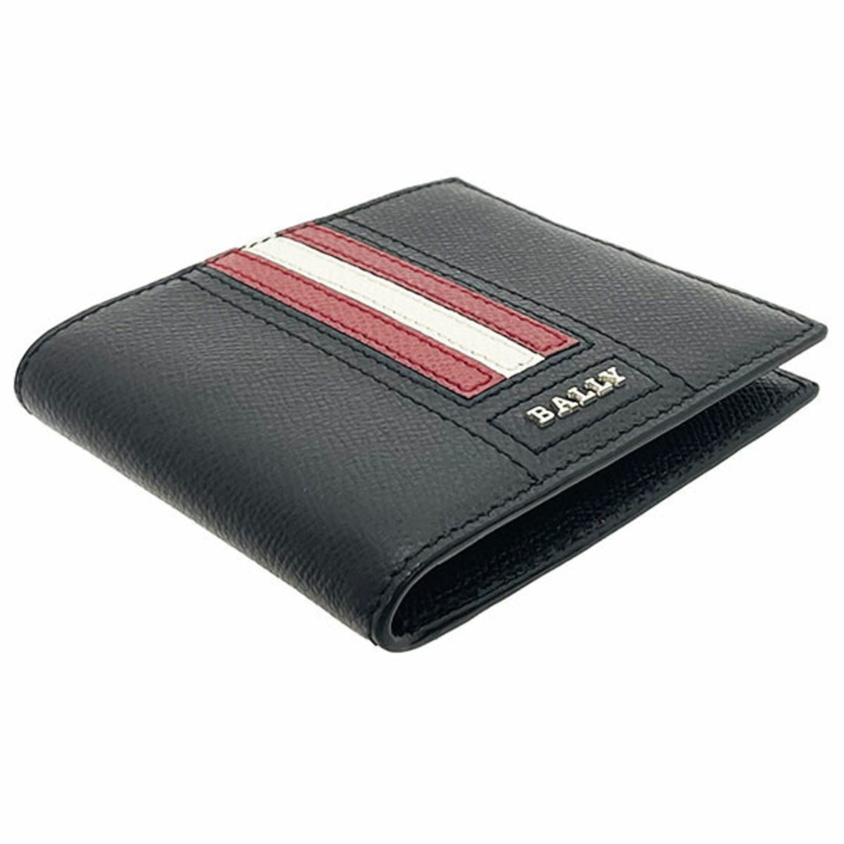 Bally Black Red Color White Leather Bill Wallet (Bi-Fold) (Pre-Owned)