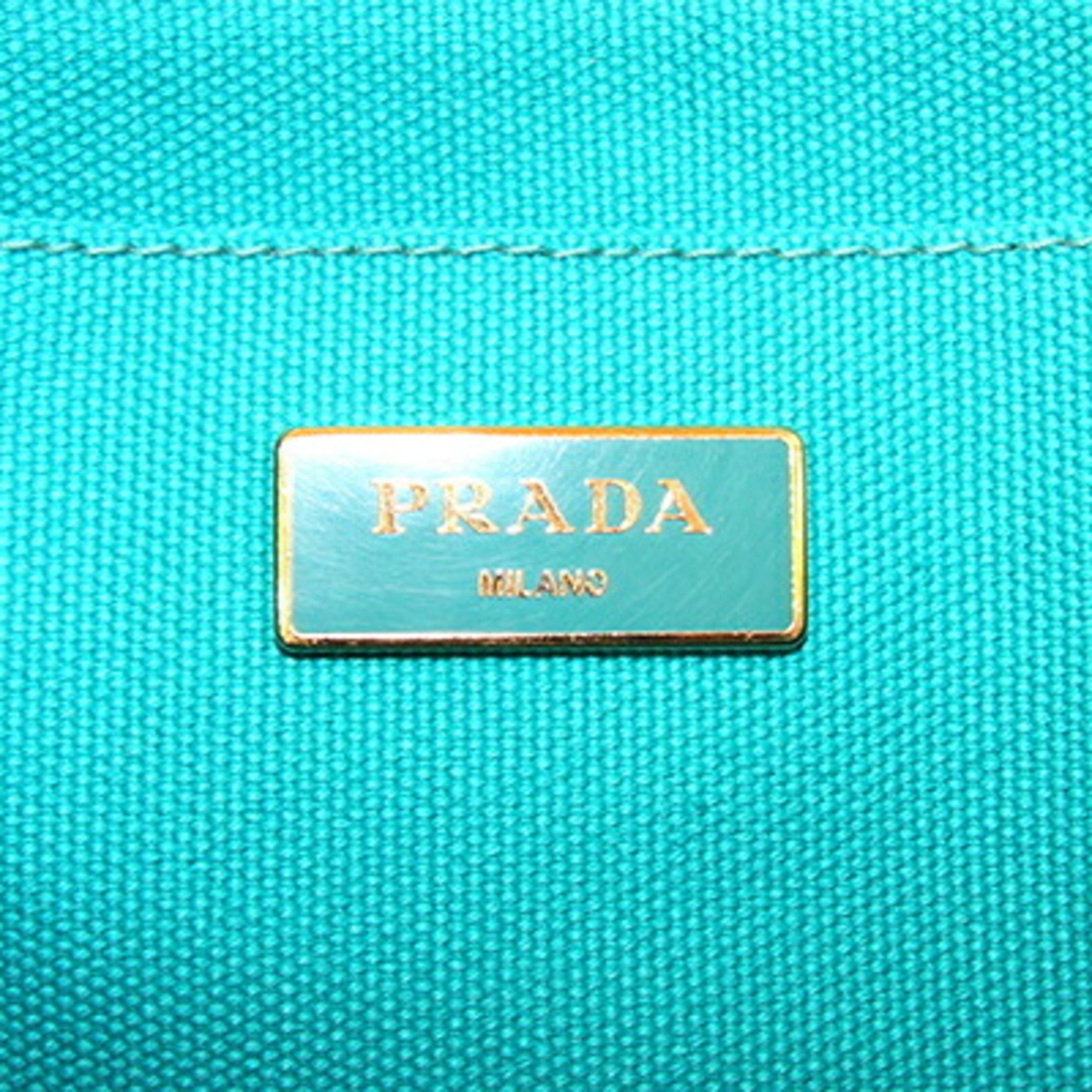Prada Blue Green Yellow Canapa Canvas Handbag Tote Bag (Pre-Owned)