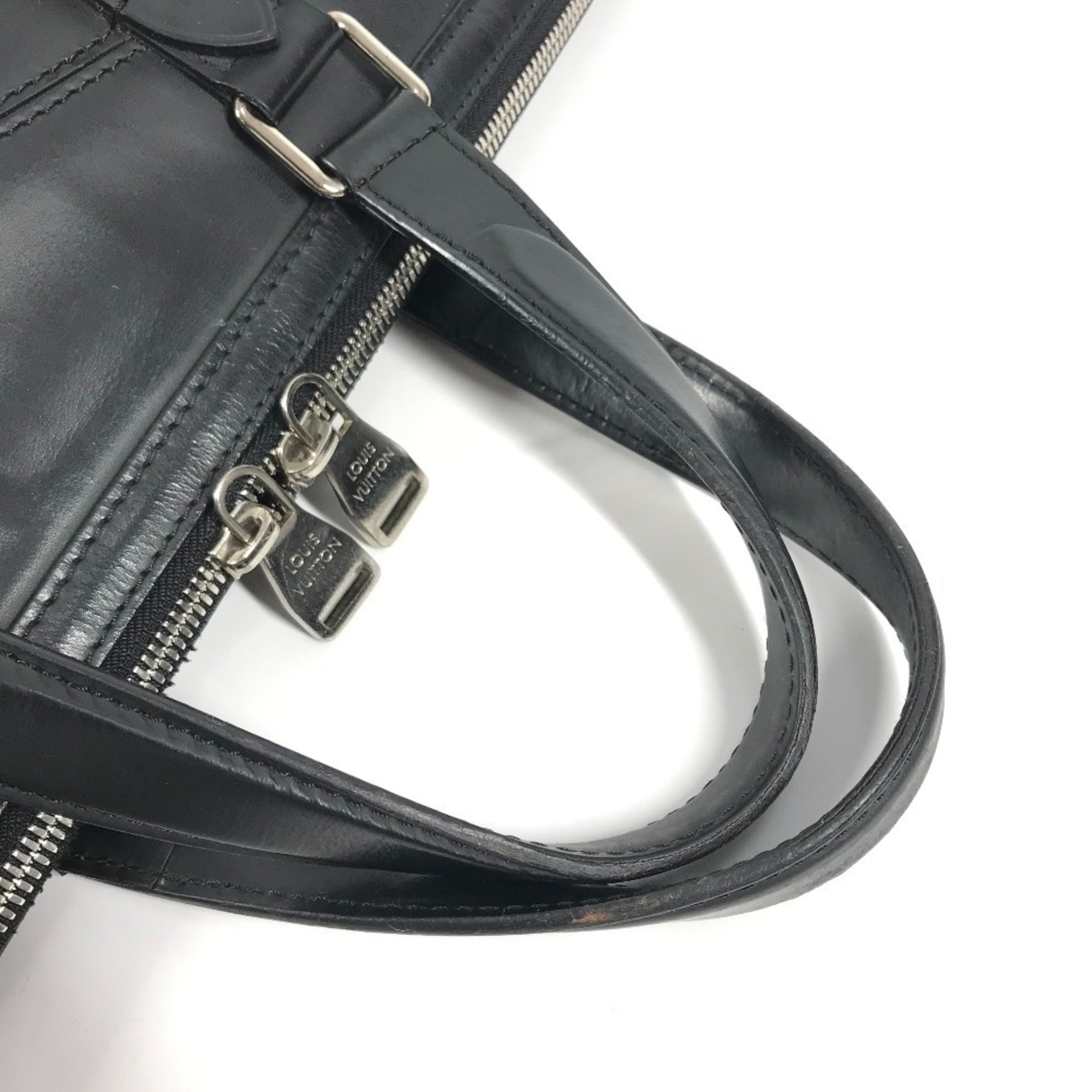 Louis Vuitton Black Noir Leather Briefcase Handbag Tote Bag (Pre-Owned)