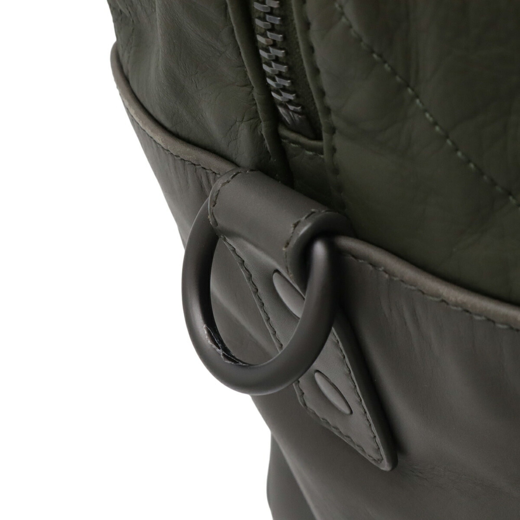 Bottega Veneta Green Khaki Leather Handbag Shoulder Bag (Pre-Owned)