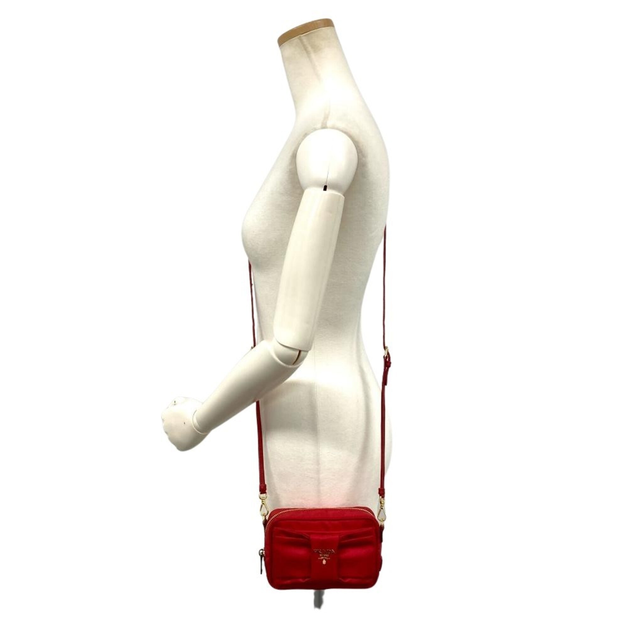 Prada Red Color Nylon Shoulder Bag (Pre-Owned)