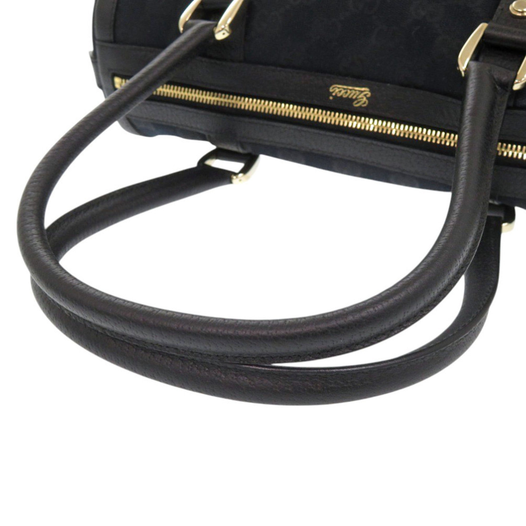 Gucci Black Gg Canvas Leather Handbag (Pre-Owned)
