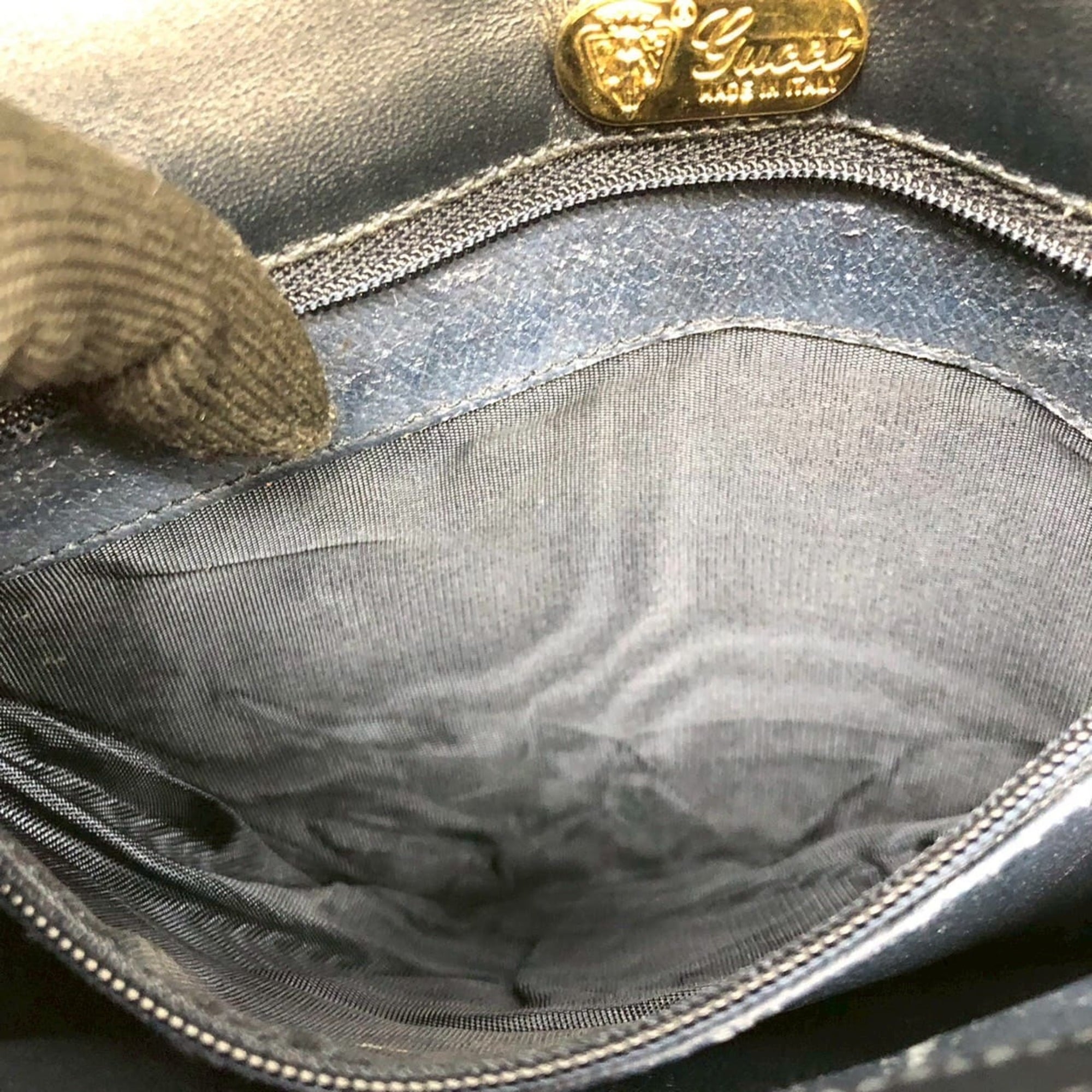 Gucci Navy Micro Gg Leather Leather Shoulder Bag (Pre-Owned)