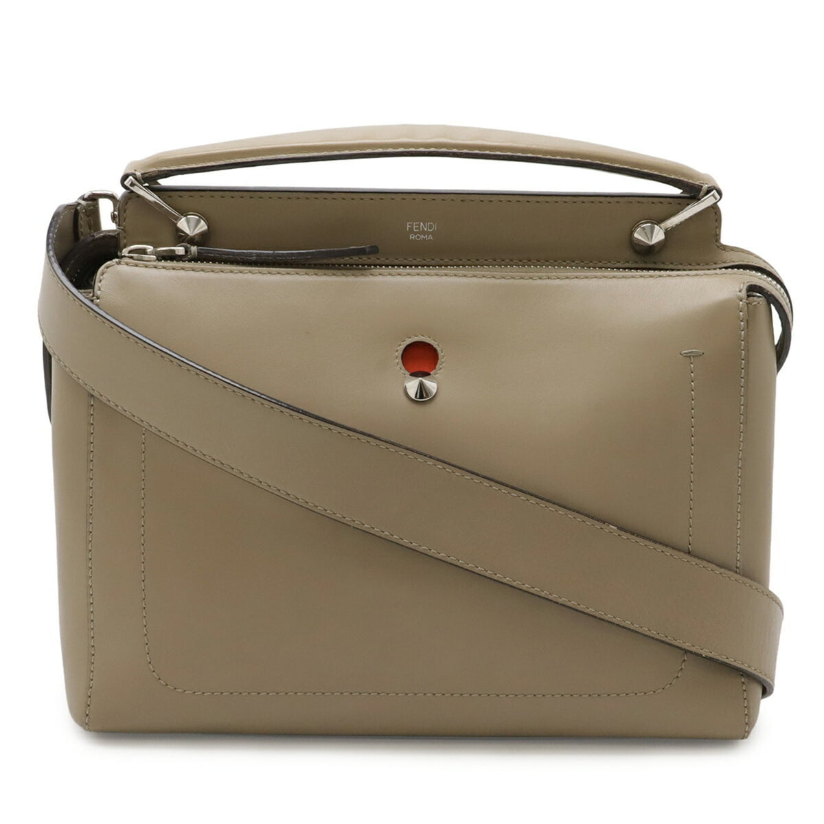 Fendi Grayish Leather Handbag Shoulder Bag (Pre-Owned)
