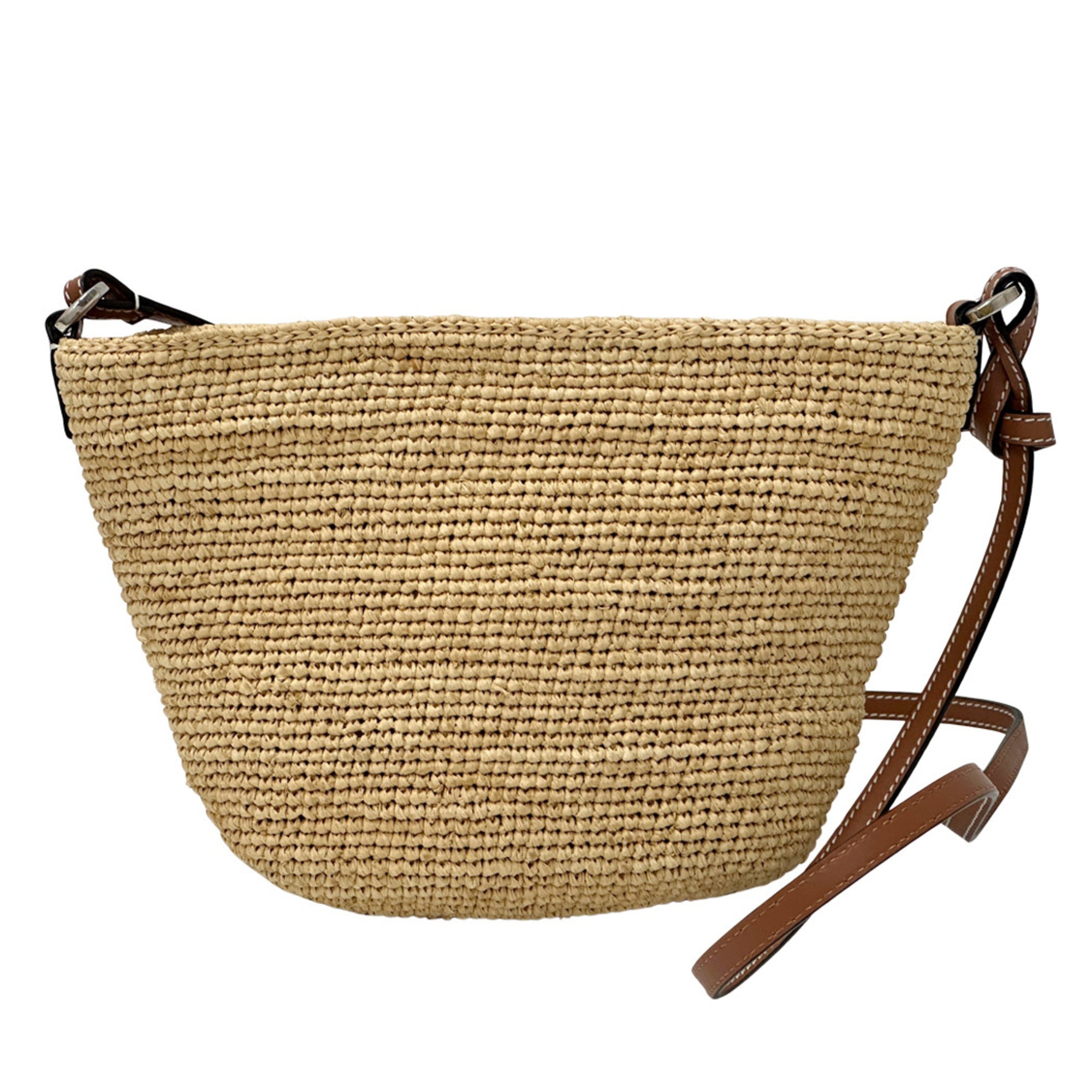 Loewe Beige Brown Raffia Leather Pochette Shoulder Bag (Pre-Owned)