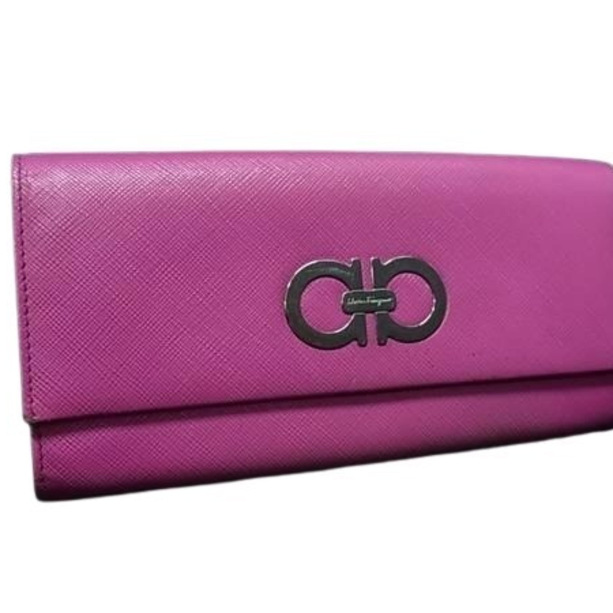 Salvatore Ferragamo Pink Leather Long Wallet (Bi-Fold) (Pre-Owned)