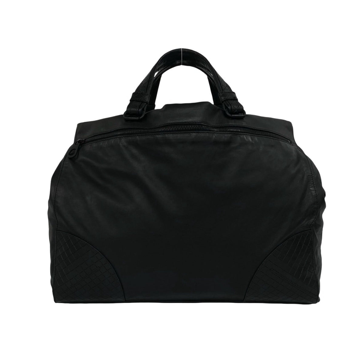Bottega Veneta Black Leather Boston Bag Handbag (Pre-Owned)