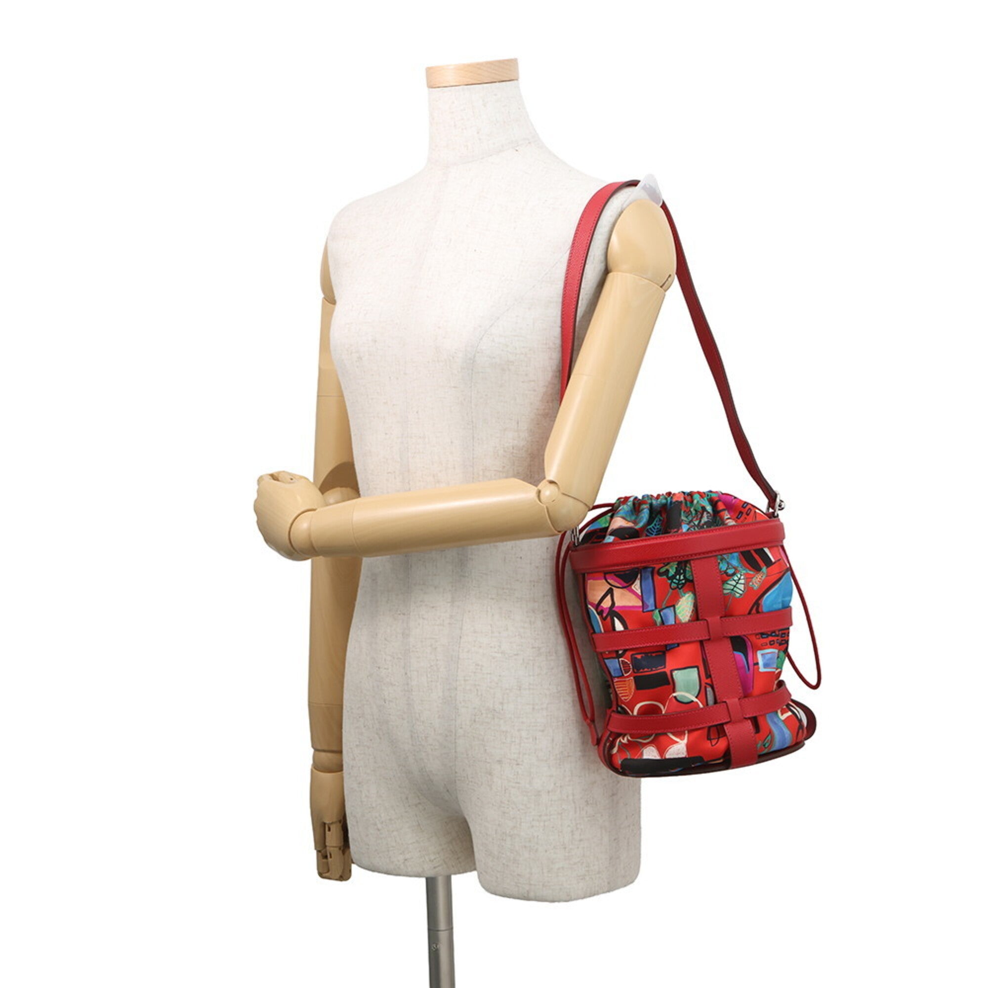 Hermes Multi-Color Rouge Casaque Epsom Leather Silk Handbag (Pre-Owned)