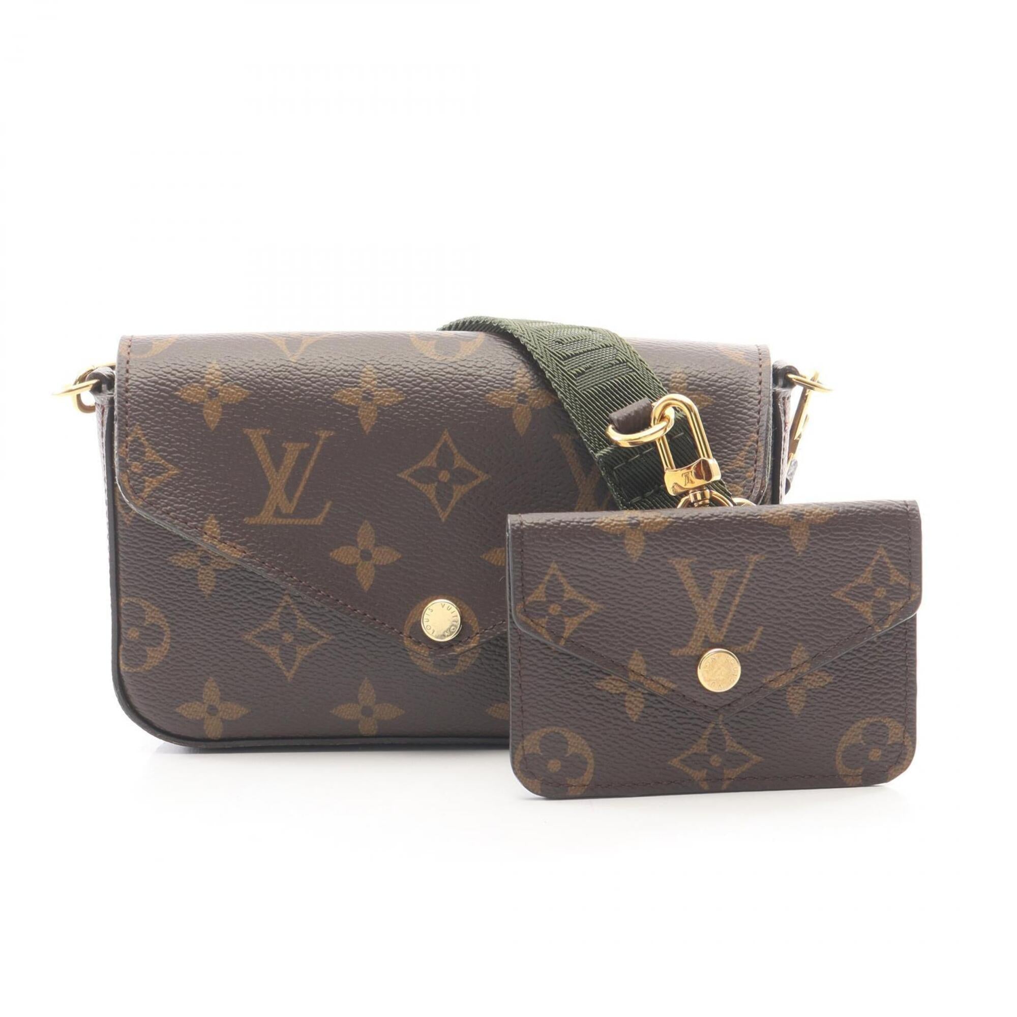 Louis Vuitton Brown Green Coated Canvas Handbag Pochette Shoulder Bag (Pre-Owned)