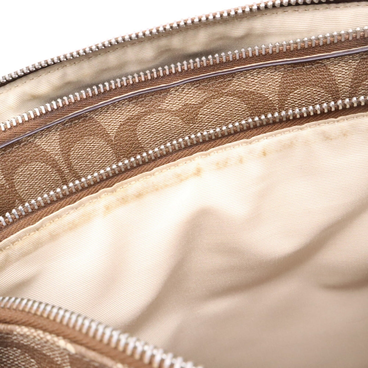 Coach Beige Brown Pink Canvas Handbag Tote Bag (Pre-Owned)