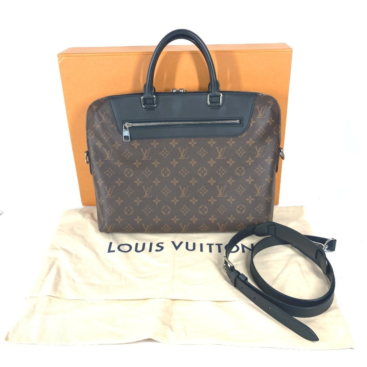 Louis Vuitton Black Brown Monogram Handbag Shoulder Bag Tote Bag (Pre-Owned)
