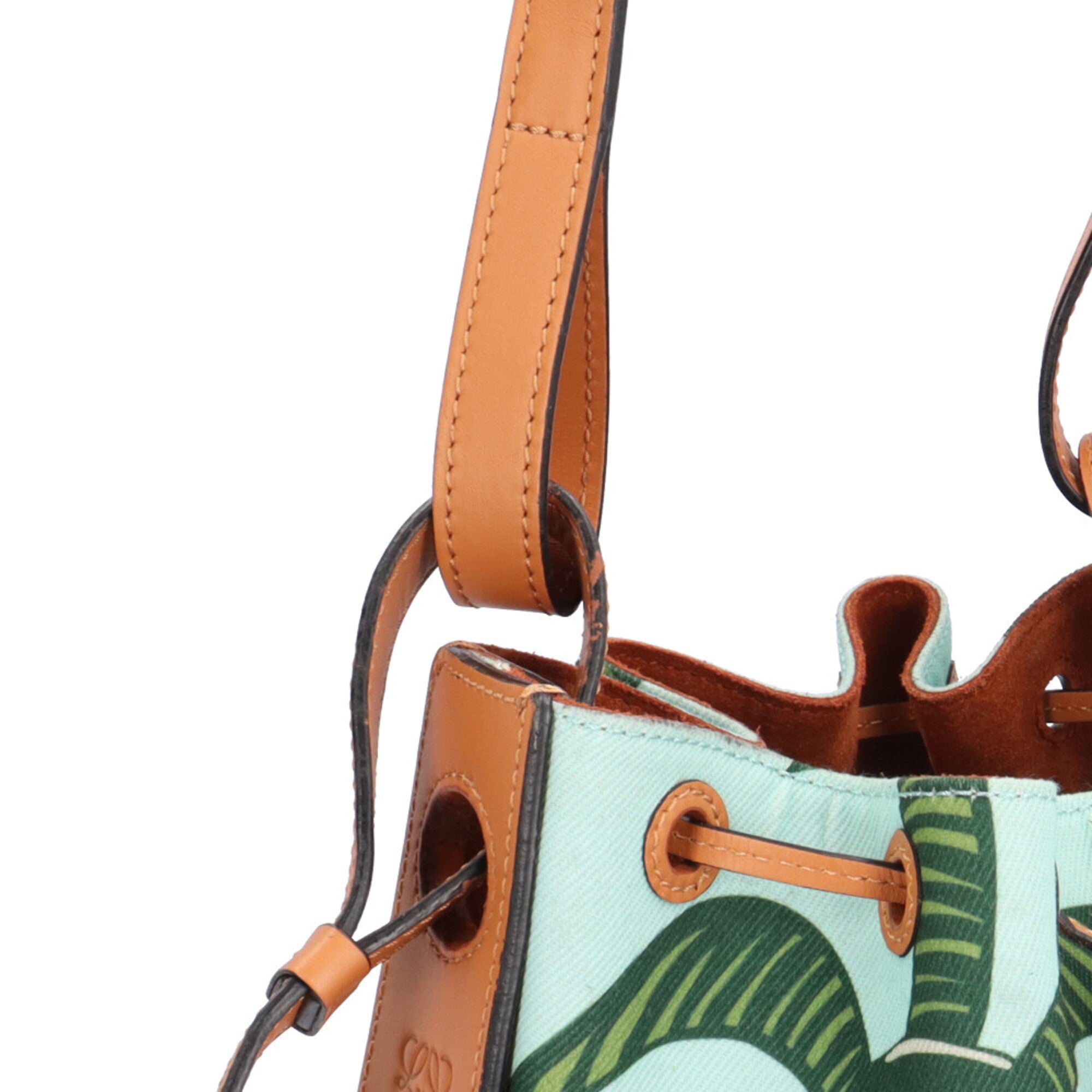 Loewe Blue Brown Canvas Leather Shoulder Bag (Pre-Owned)