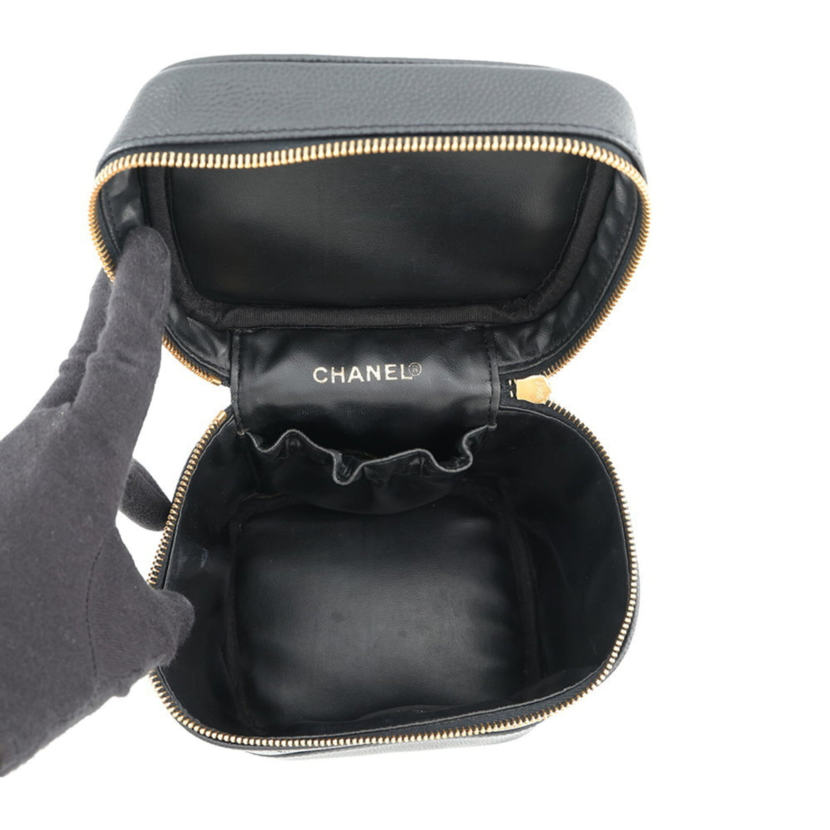 Chanel Black Grained Calfskin Handbag Vanity Bag (Pre-Owned)