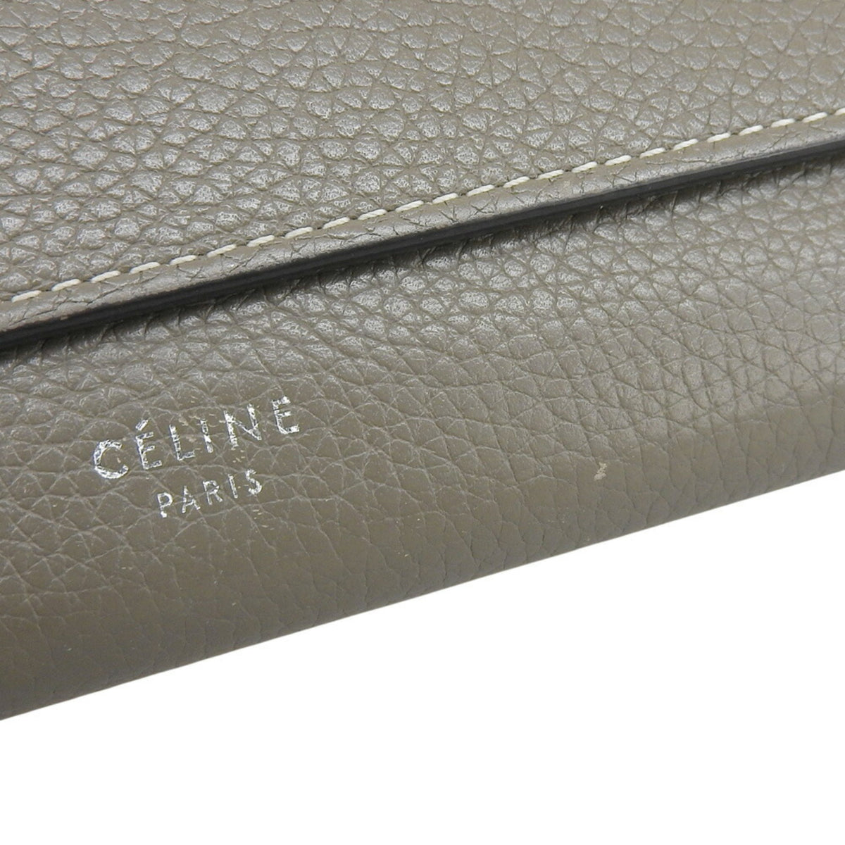 Celine Gray Yellow Leather Long Wallet (Tri-Fold) (Pre-Owned)