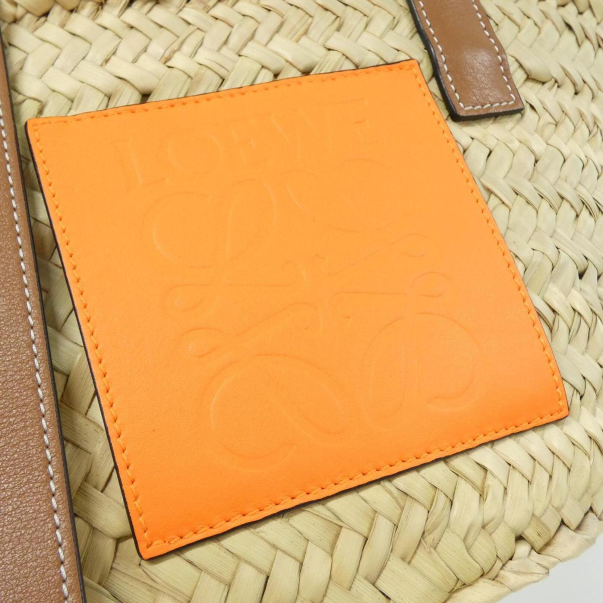 Loewe Beige Orange Raffia Leather Handbag (Pre-Owned)
