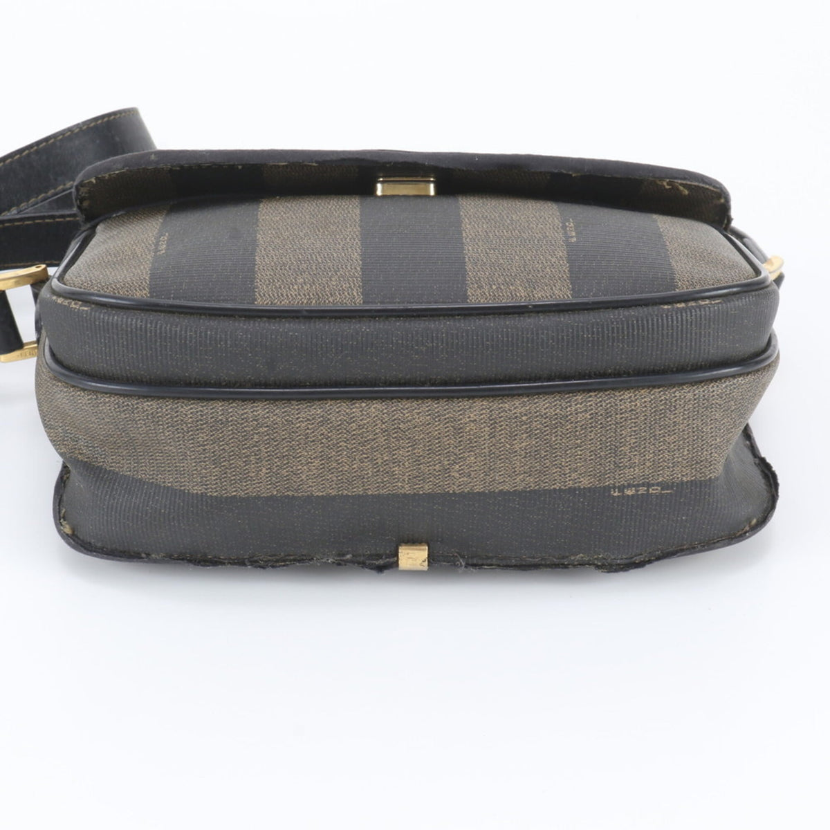 Fendi Black Brown Leather Coated Canvas Handbag Shoulder Bag Tote Bag (Pre-Owned)