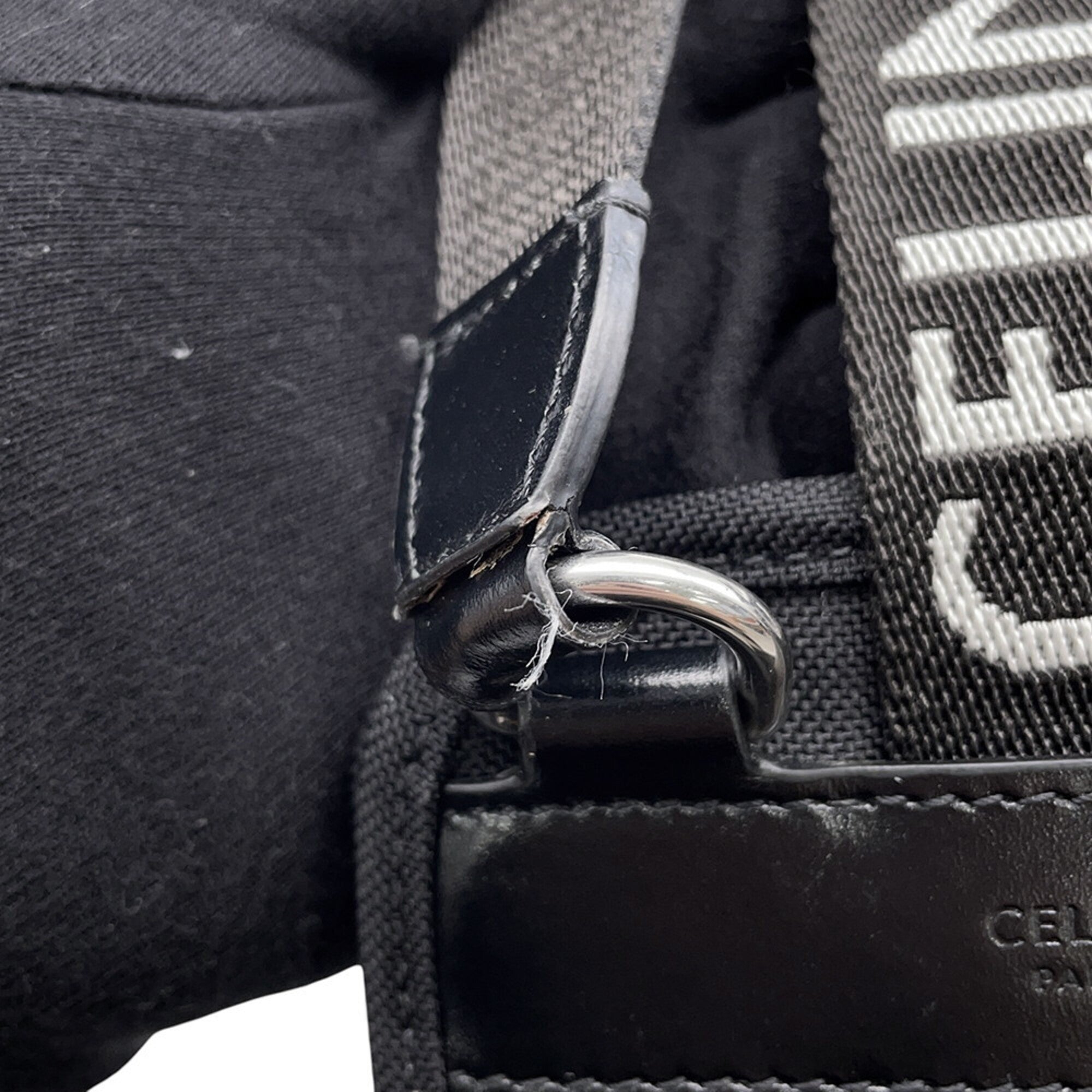 Celine Black White Canvas Leather Handbag Pochette (Pre-Owned)