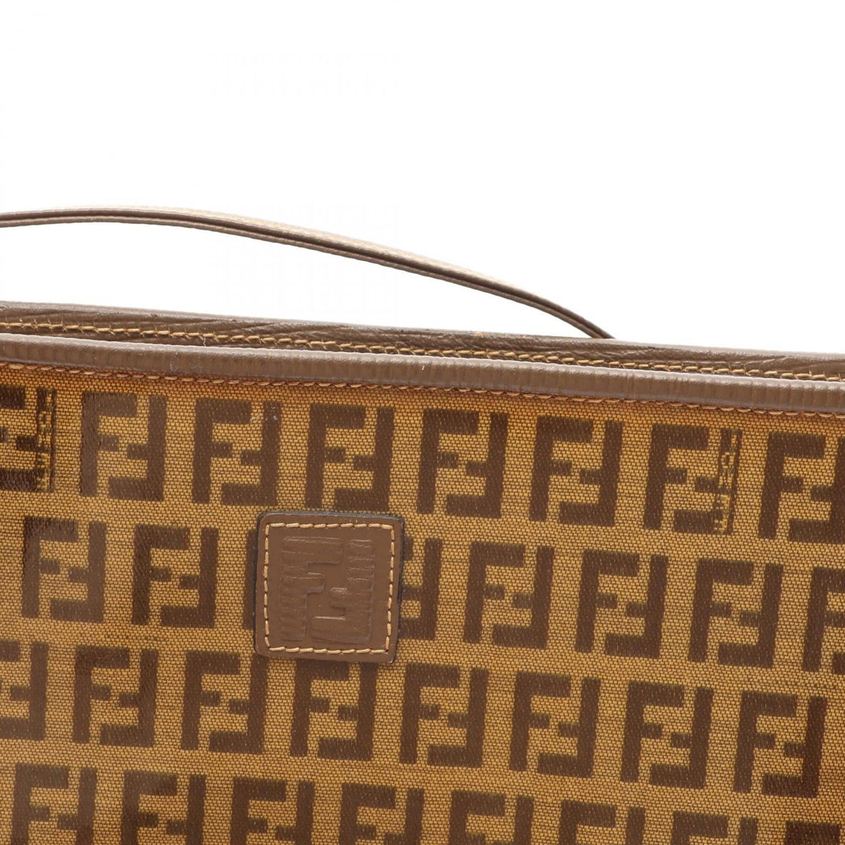 Fendi Beige Gray Coated Canvas Leather Handbag Shoulder Bag (Pre-Owned)