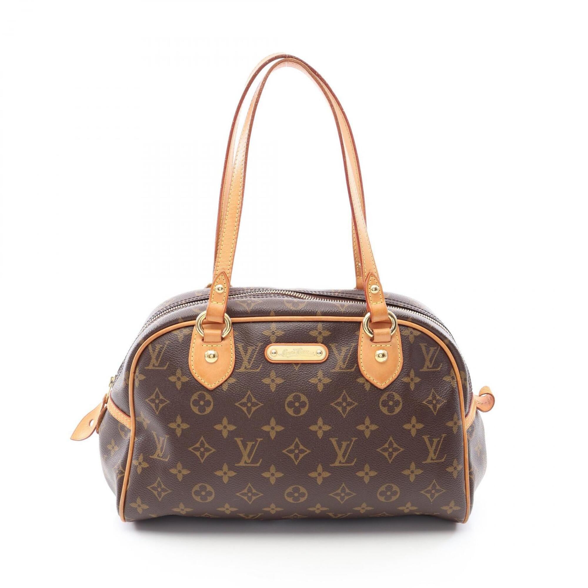 Louis Vuitton Brown Coated Canvas Leather Handbag Shoulder Bag (Pre-Owned)